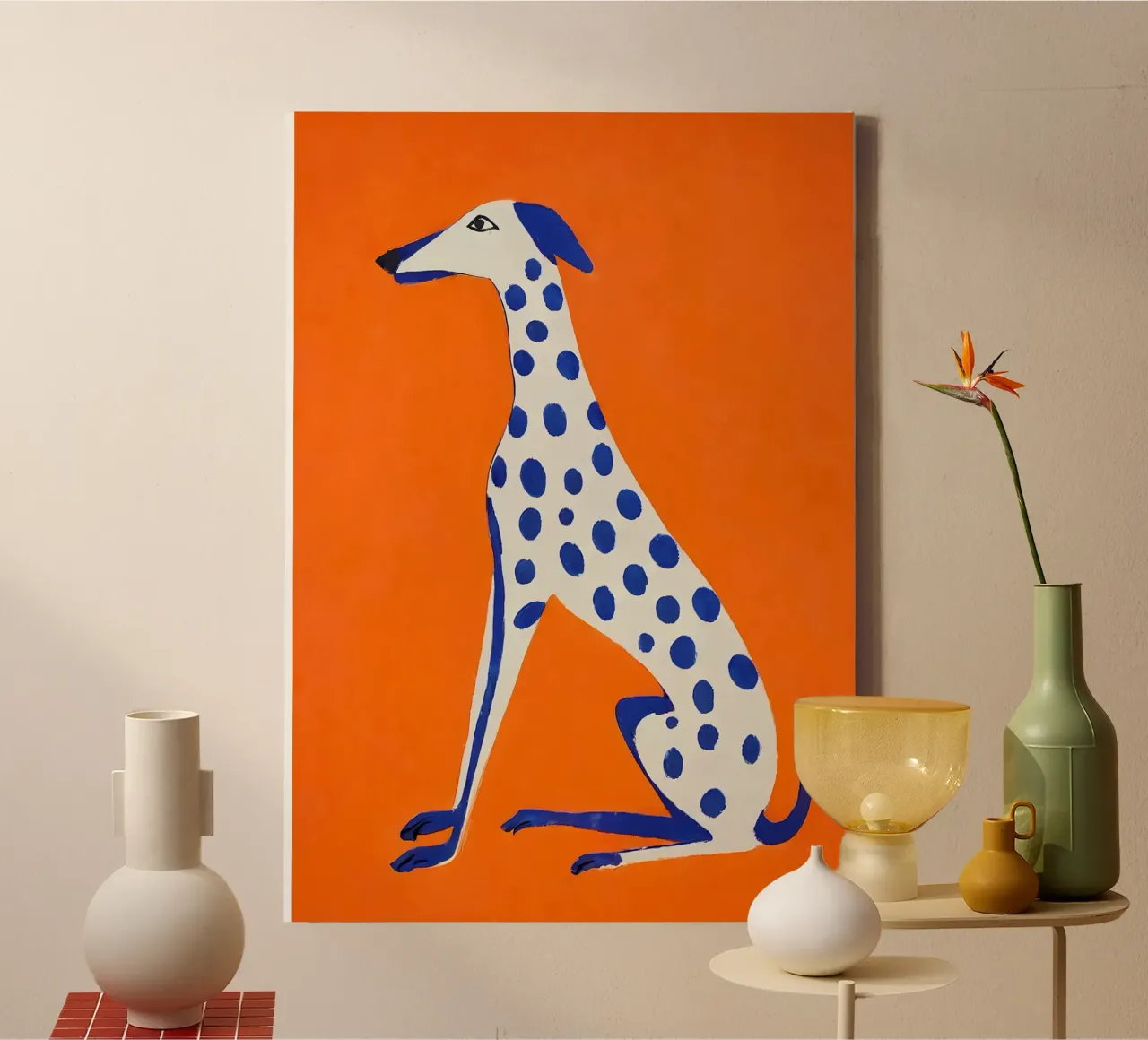 Levriero grafico - Poster con accenti di colore tela da KUNSTstück