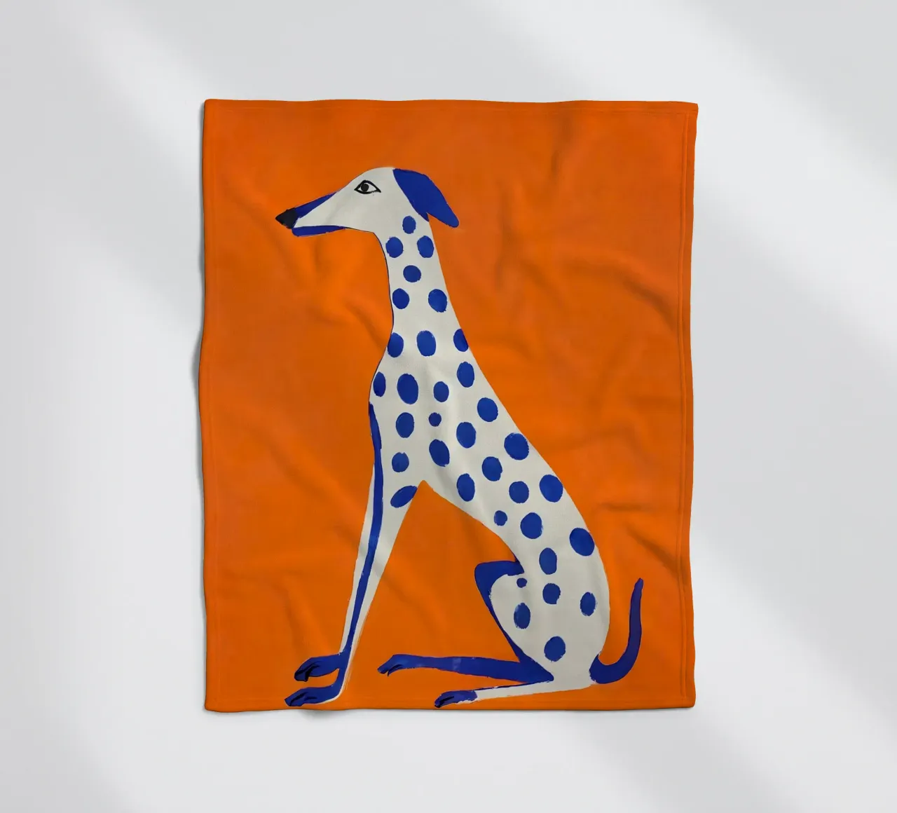 Levriero grafico - Poster con accenti di colore coperta in pile da KUNSTstück