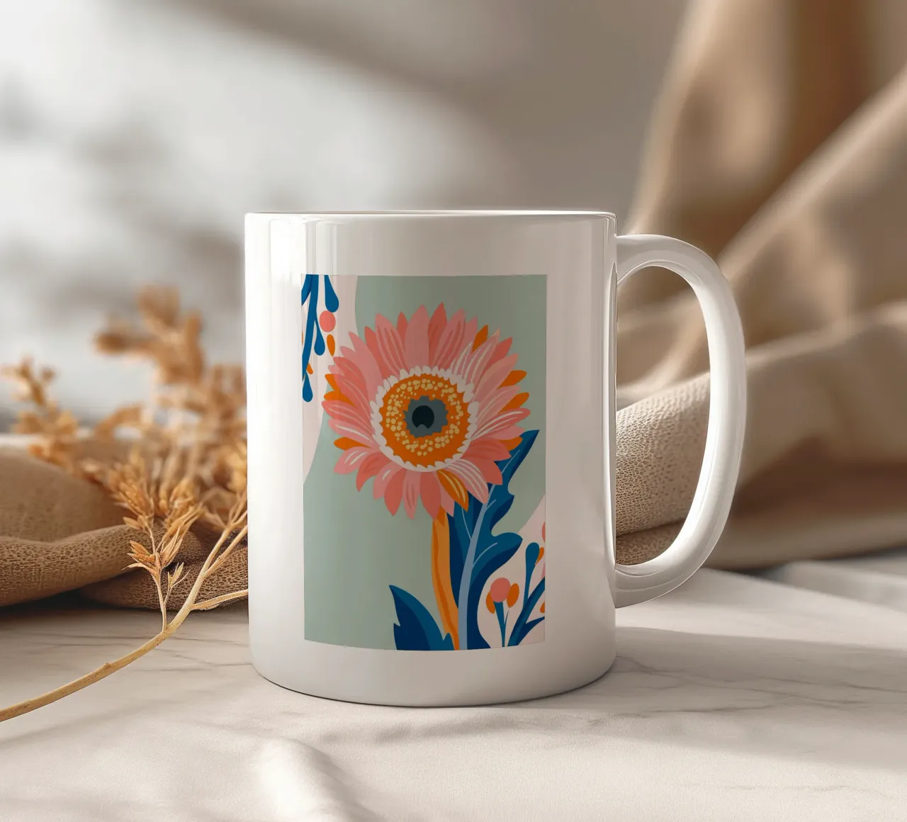 Sunflower ceramic mug by HAPPY SHOP