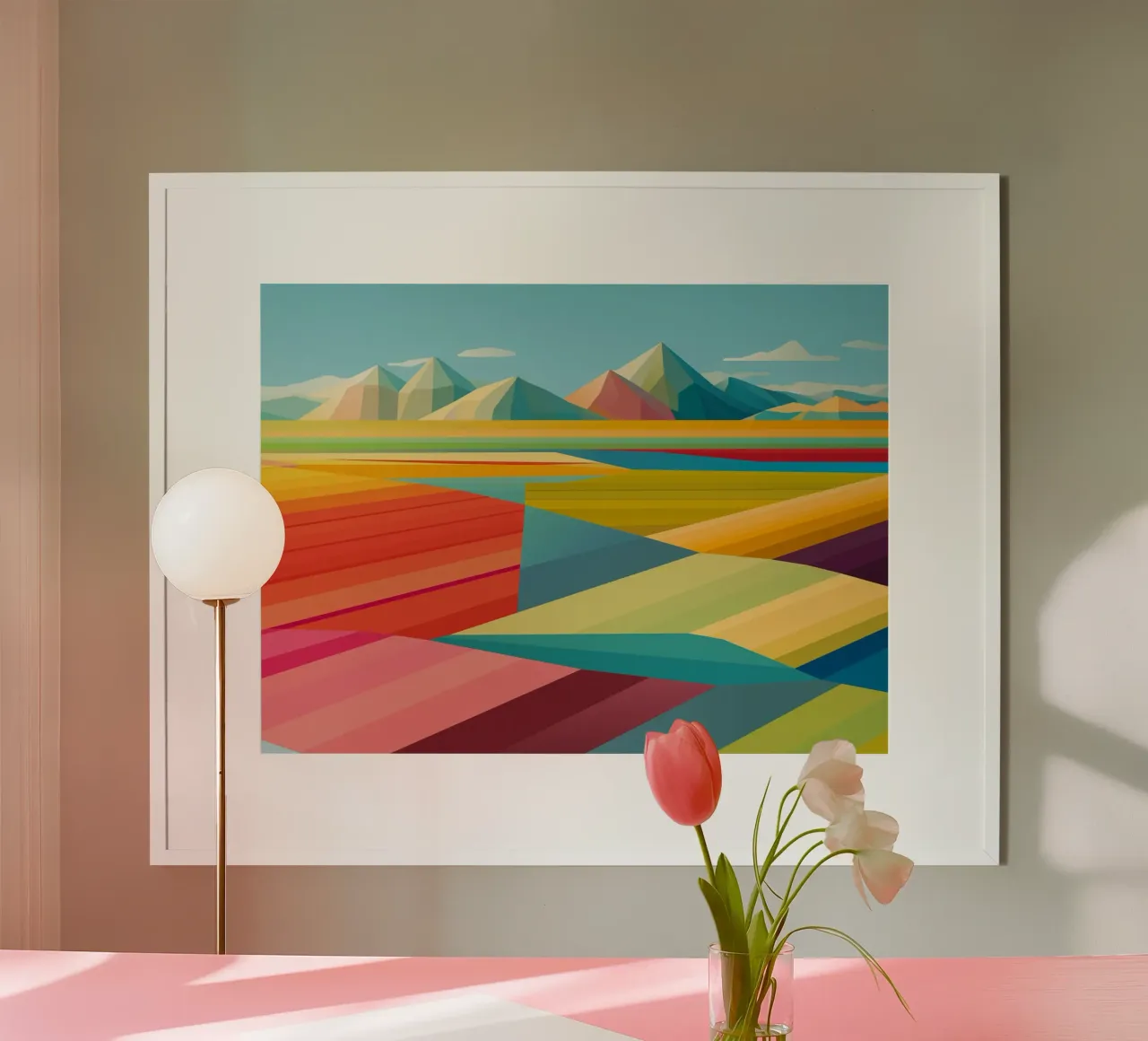 Abstract wallpaper poster met houten frame van Musadad Shop
