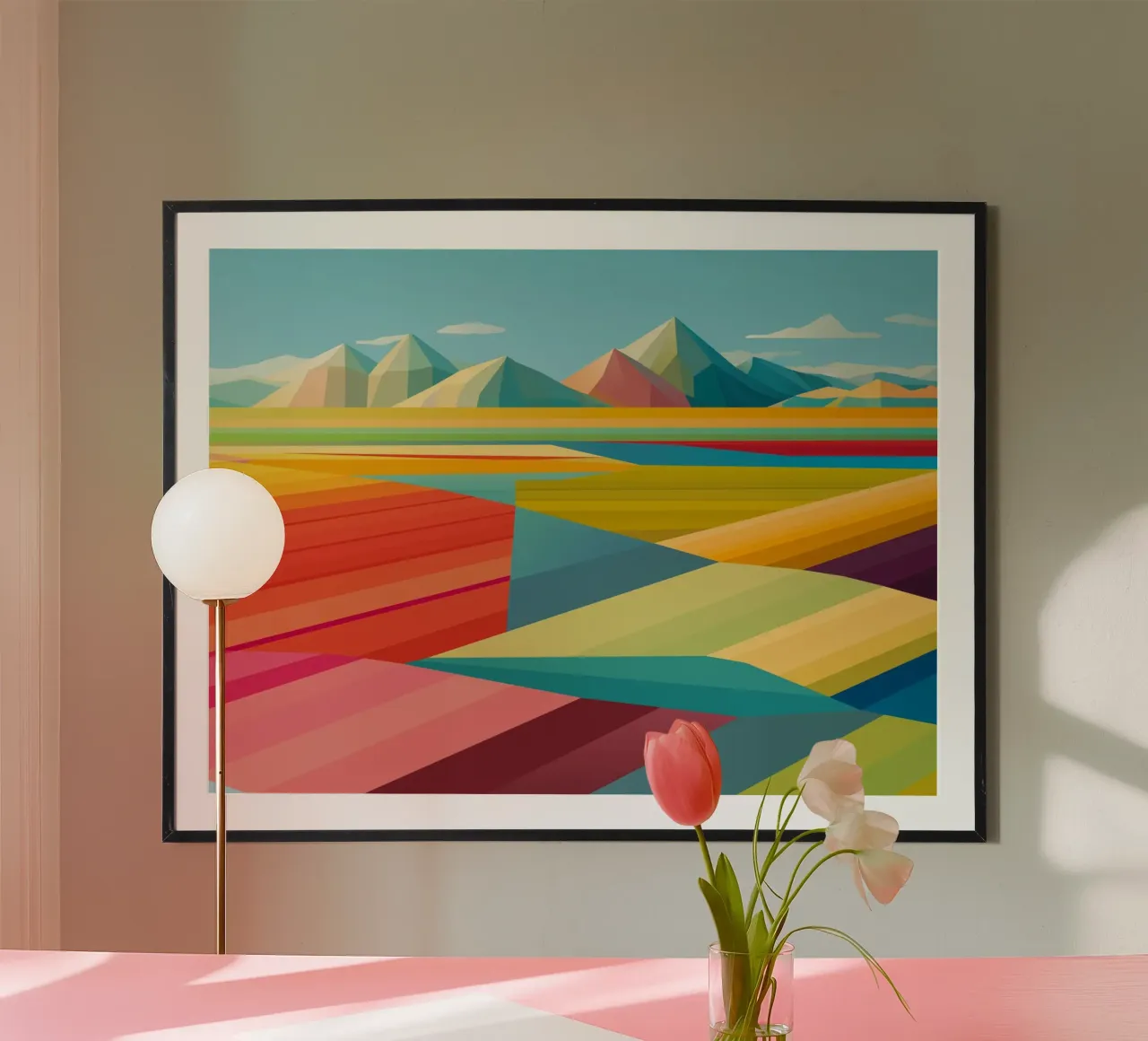 Abstract wallpaper poster met houten frame van Musadad Shop
