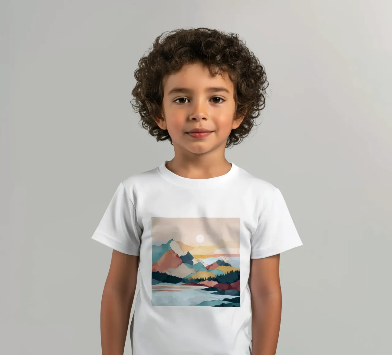 Abstract Mountain Landscape Print - Colorful Lake and Sunset t-shirt bambini da Dune