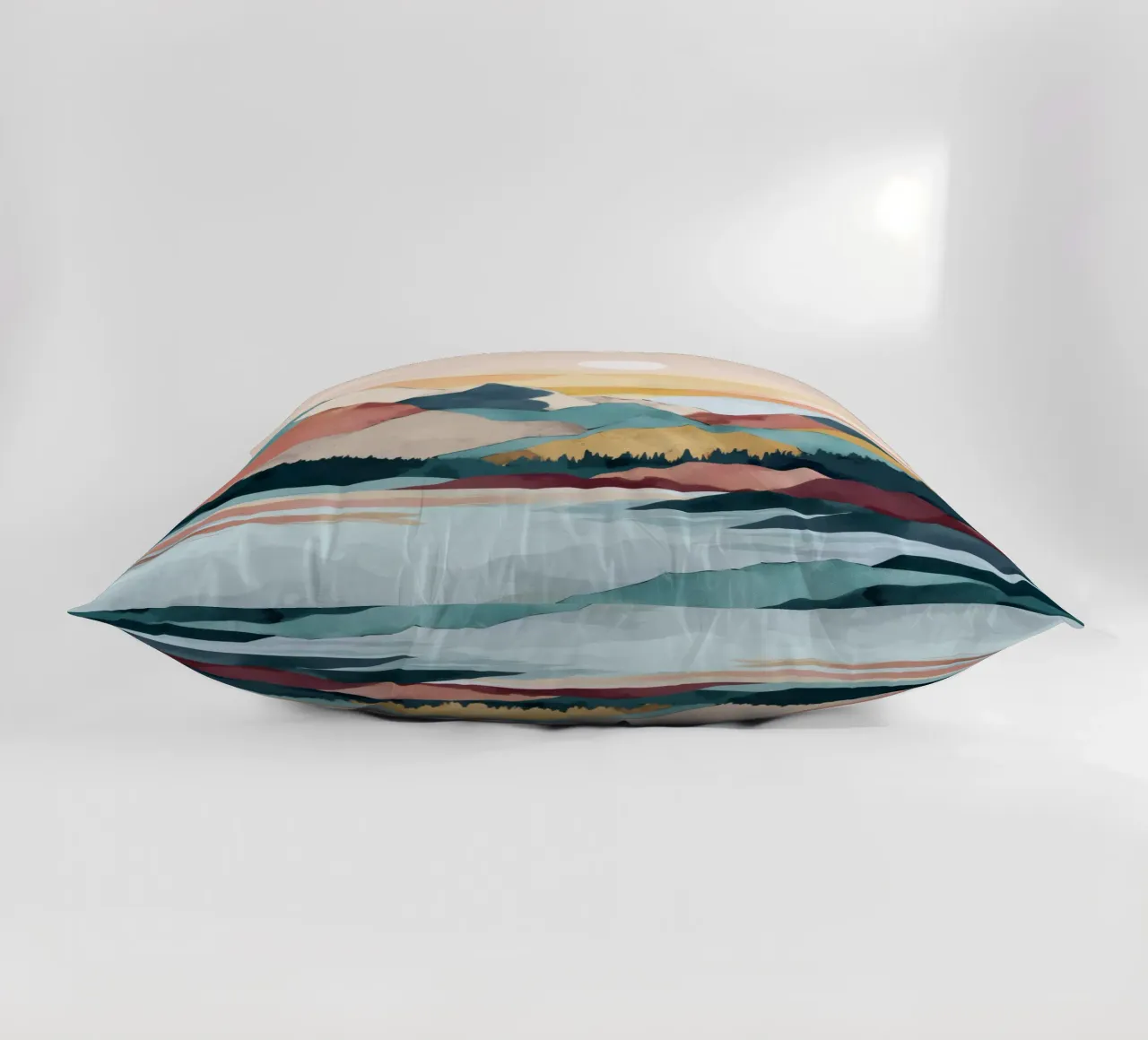 Abstract Mountain Landscape Print - Colorful Lake and Sunset cuscino da Dune