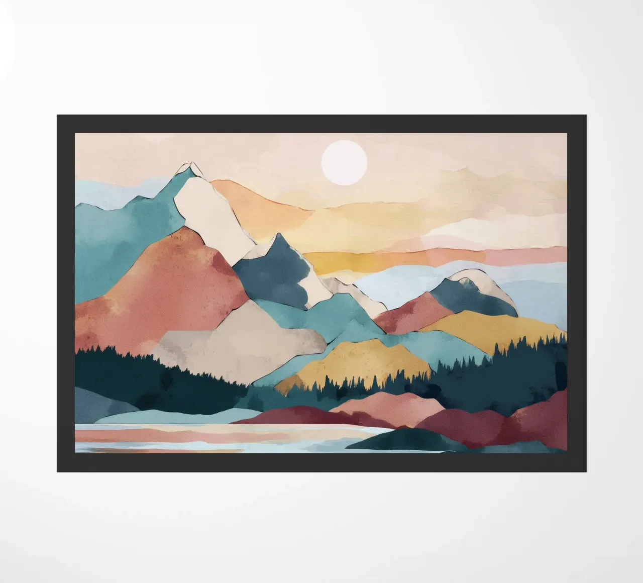 Abstract Mountain Landscape Print - Colorful Lake and Sunset zerbino da Dune