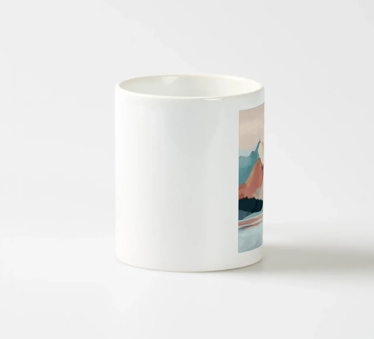 Abstract Mountain Landscape Print - Colorful Lake and Sunset tazza in ceramica da Dune