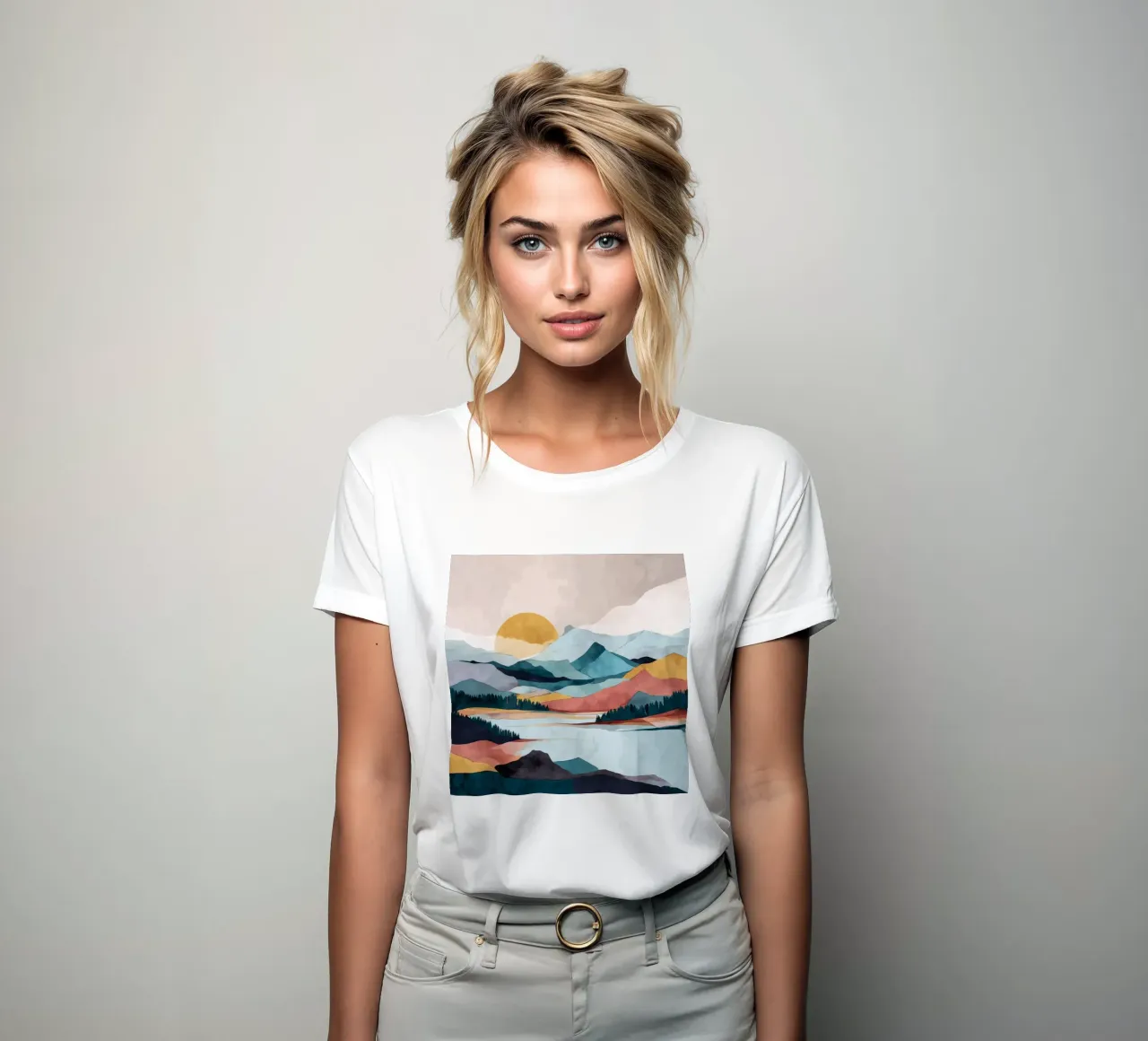 Abstract Mountain Landscape - Colorful Geometric Design t-shirt da donna da Dune