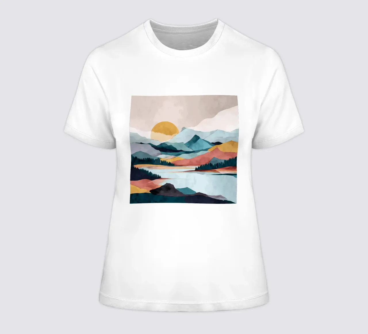 Abstract Mountain Landscape - Colorful Geometric Design t-shirt da donna da Dune