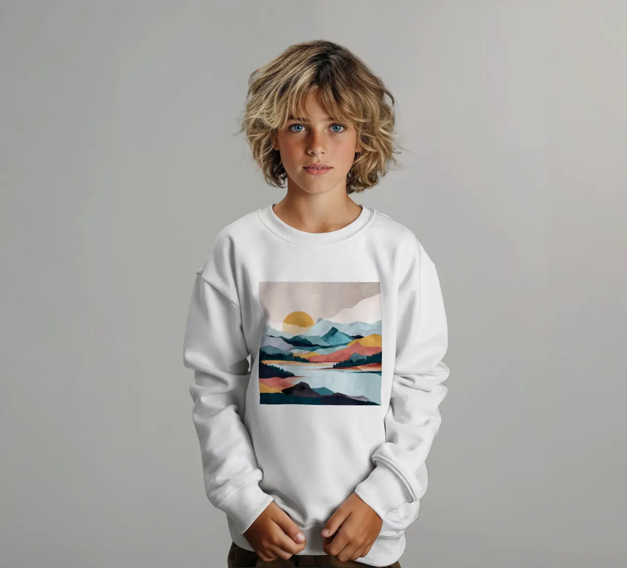 Abstract Mountain Landscape - Colorful Geometric Design felpa bambino da Dune