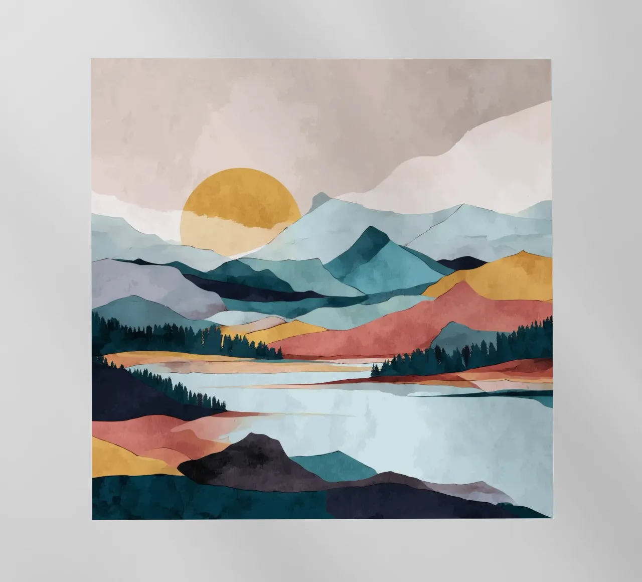 Abstract Mountain Landscape - Colorful Geometric Design pellicola backlit da Dune