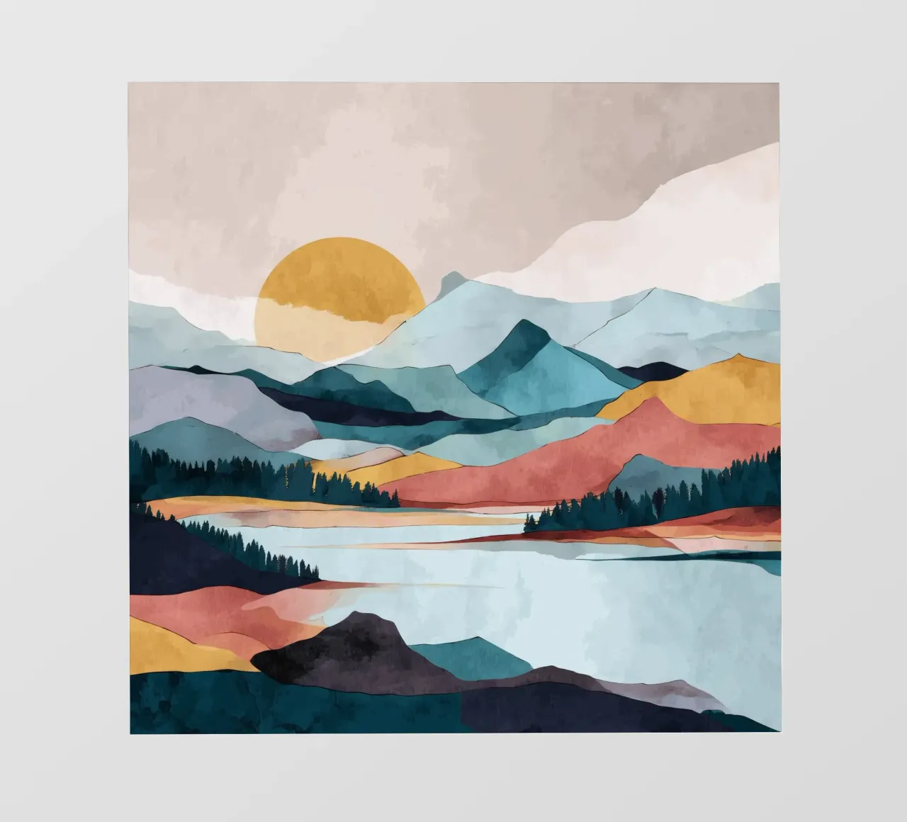 Abstract Mountain Landscape - Colorful Geometric Design telo in pvc da Dune