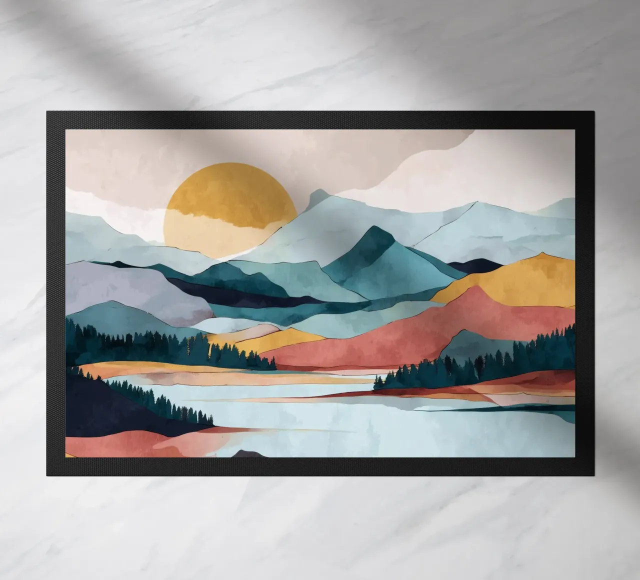 Abstract Mountain Landscape - Colorful Geometric Design zerbino da Dune