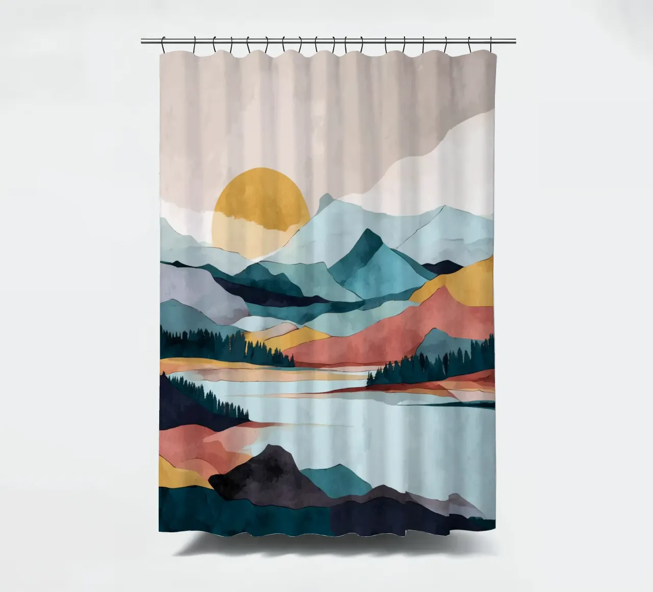 Abstract Mountain Landscape - Colorful Geometric Design tenda da doccia da Dune