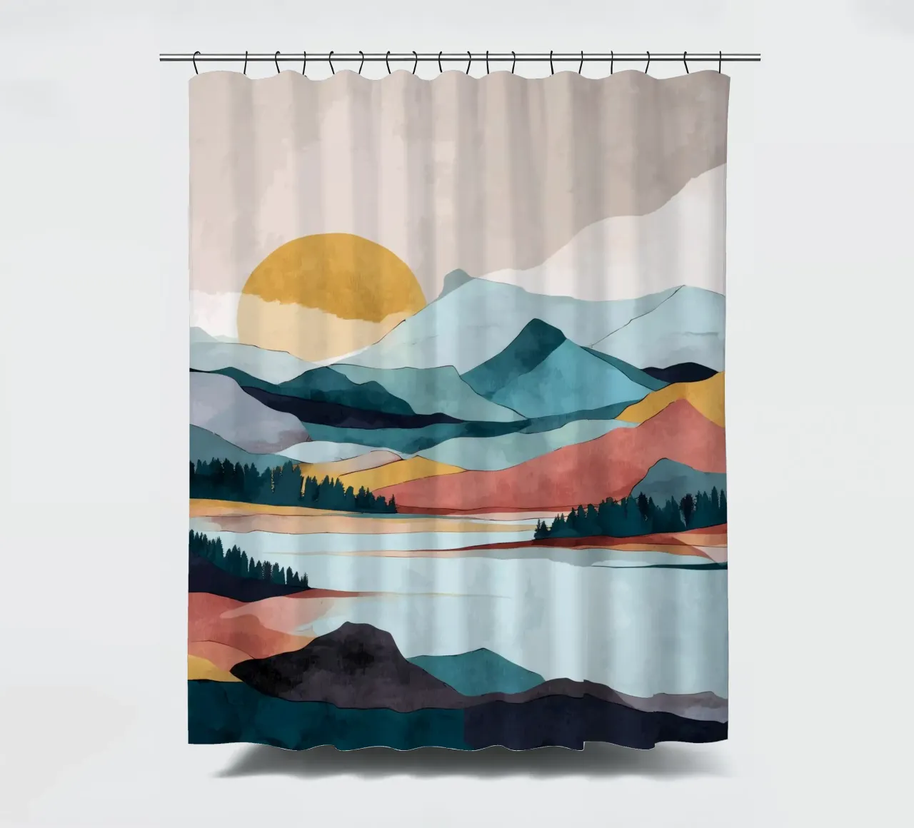 Abstract Mountain Landscape - Colorful Geometric Design tenda da doccia da Dune