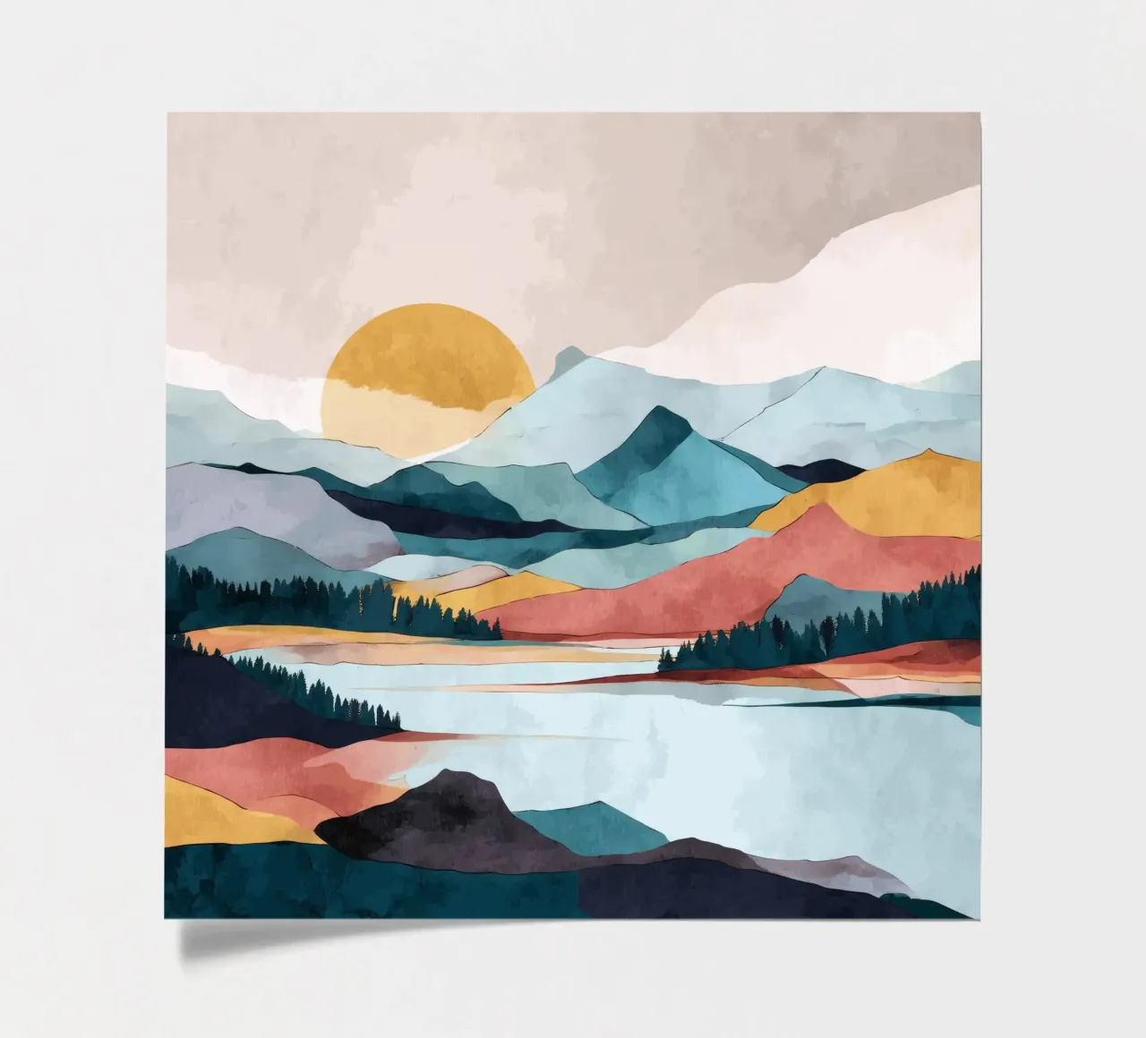 Abstract Mountain Landscape - Colorful Geometric Design foglio adesivo da Dune