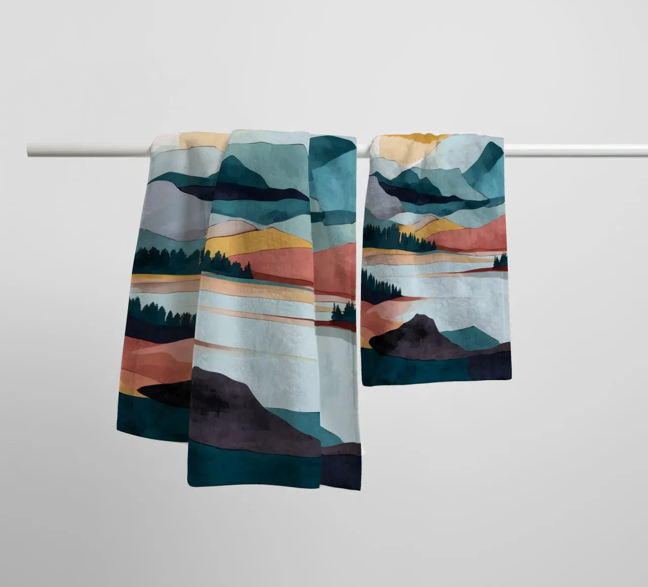 Abstract Mountain Landscape - Colorful Geometric Design asciugamano da bagno da Dune
