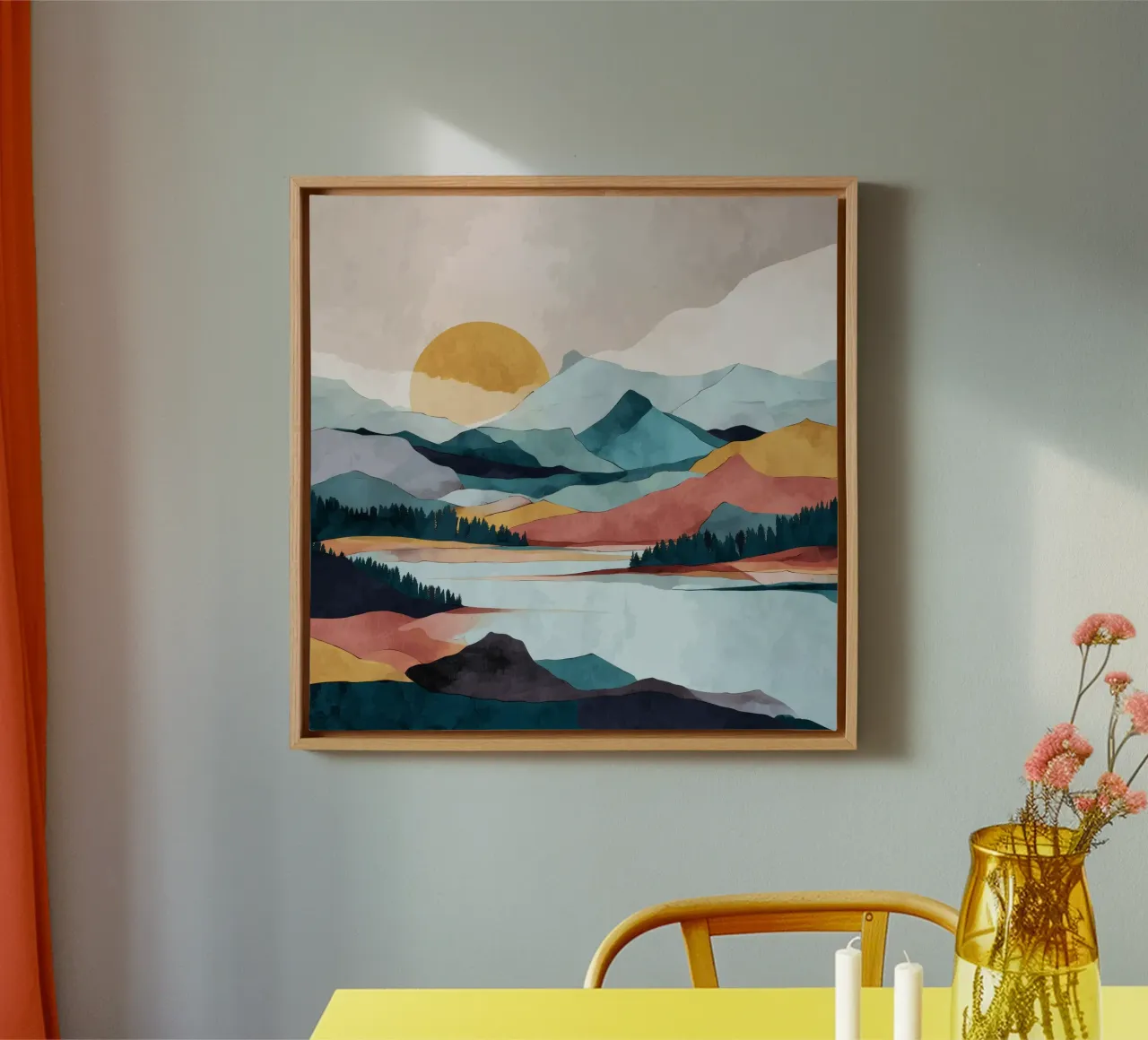 Abstract Mountain Landscape - Colorful Geometric Design tela da Dune