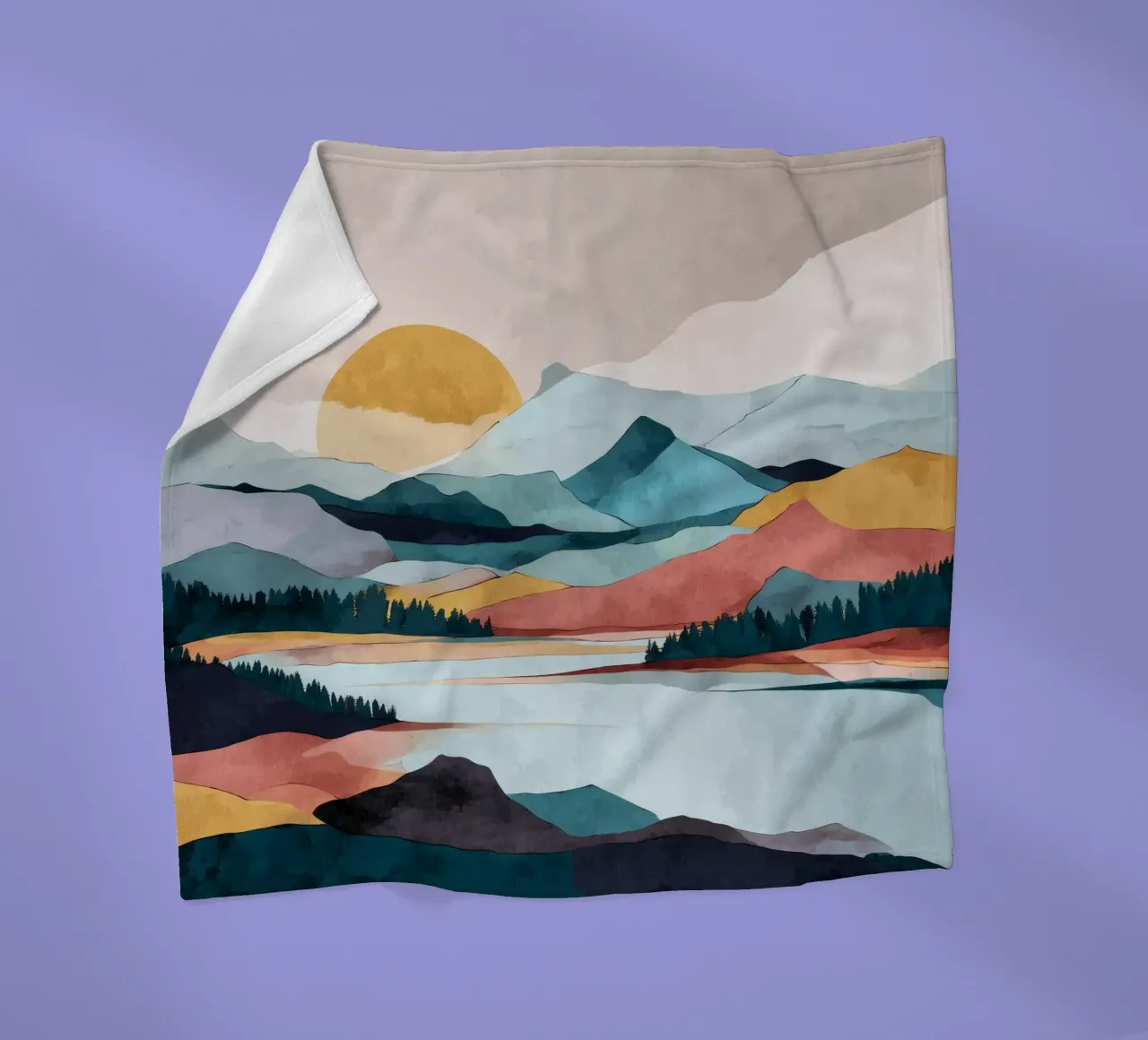 Abstract Mountain Landscape - Colorful Geometric Design coperta in pile da Dune