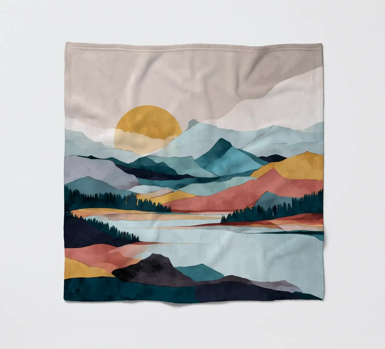Abstract Mountain Landscape - Colorful Geometric Design coperta in pile da Dune