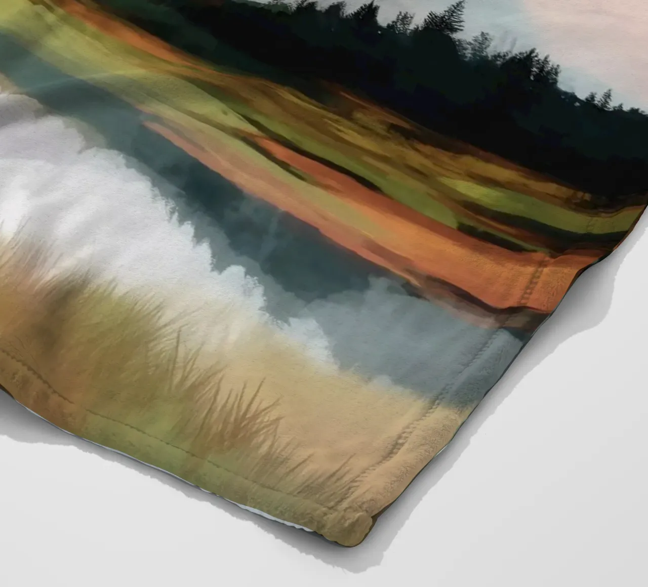 Alpine Painting - Tranquil Mountains and Soft Autumn Colors coperta in pile da Dune