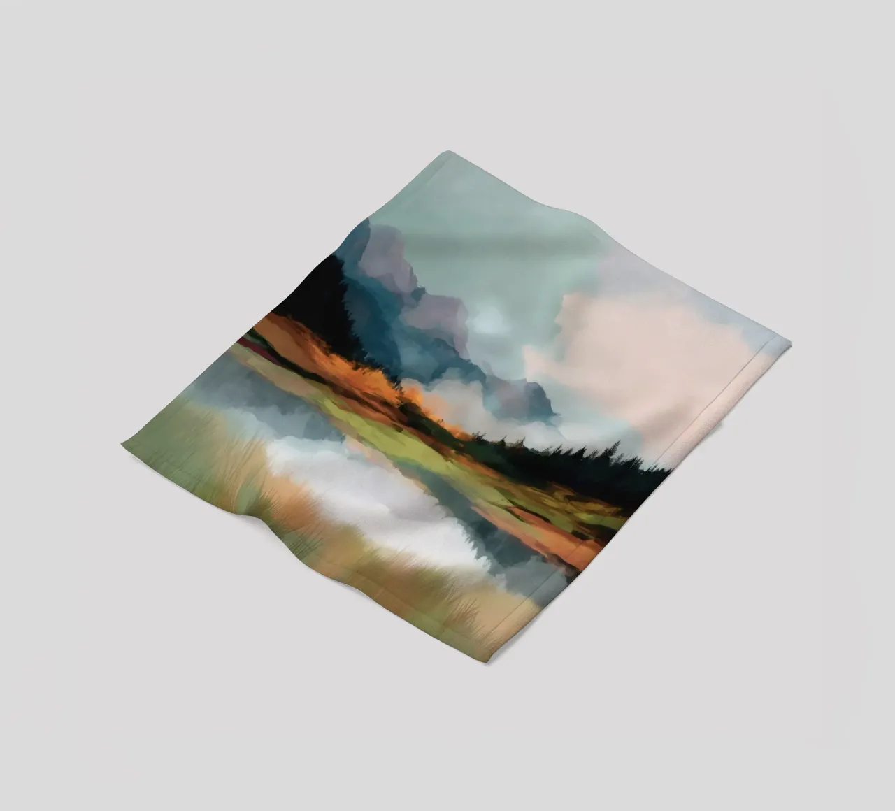 Alpine Painting - Tranquil Mountains and Soft Autumn Colors coperta in pile da Dune