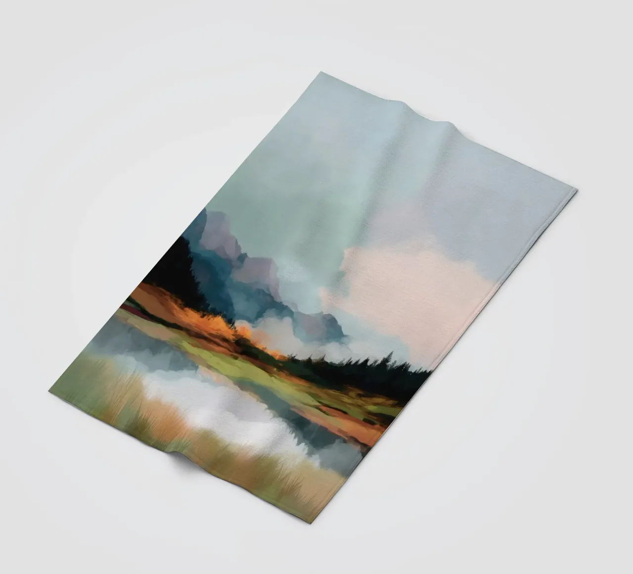 Alpine Painting - Tranquil Mountains and Soft Autumn Colors coperta in pile da Dune