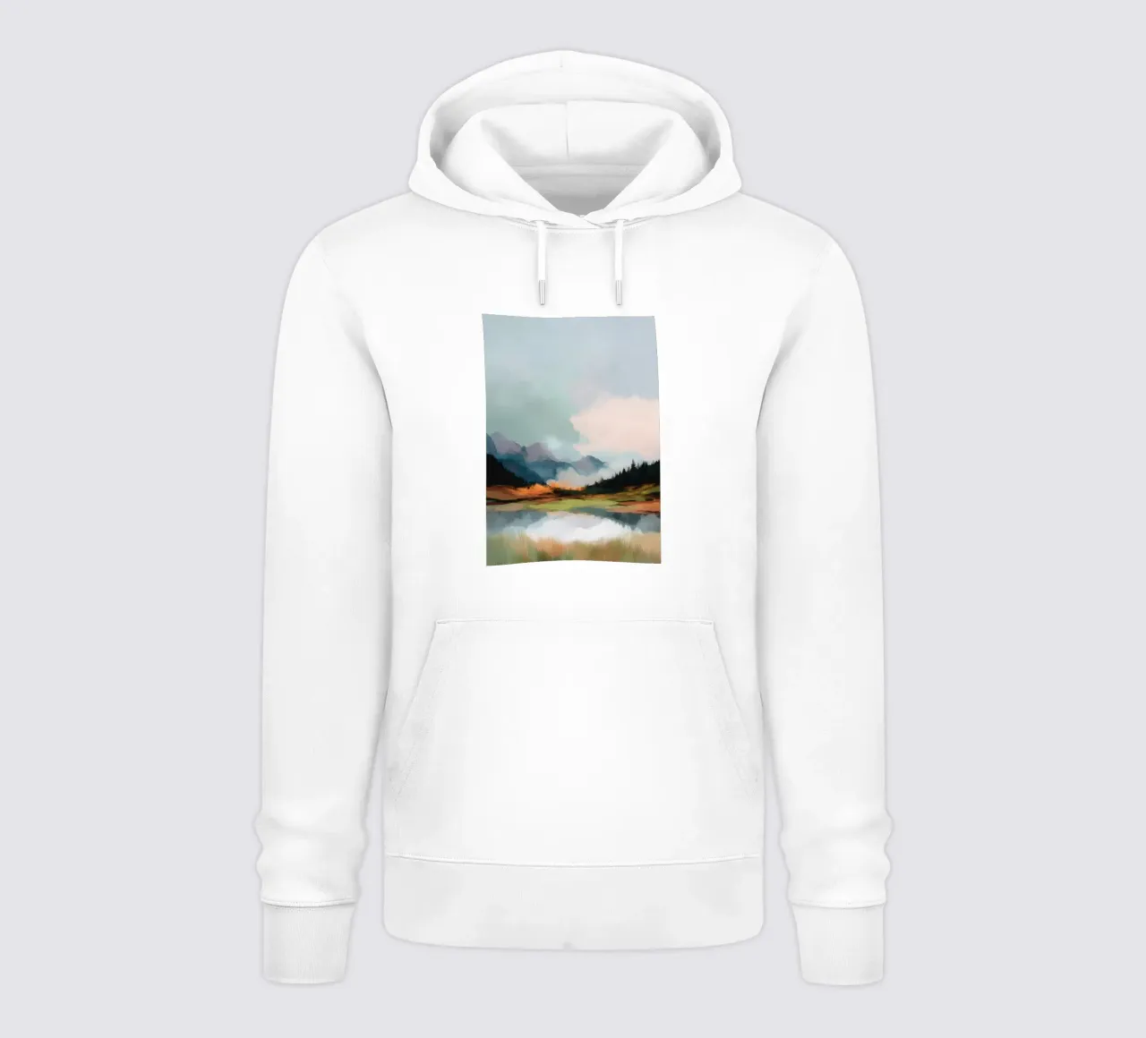 Alpine Painting - Tranquil Mountains and Soft Autumn Colors sudadera con capucha de Dune