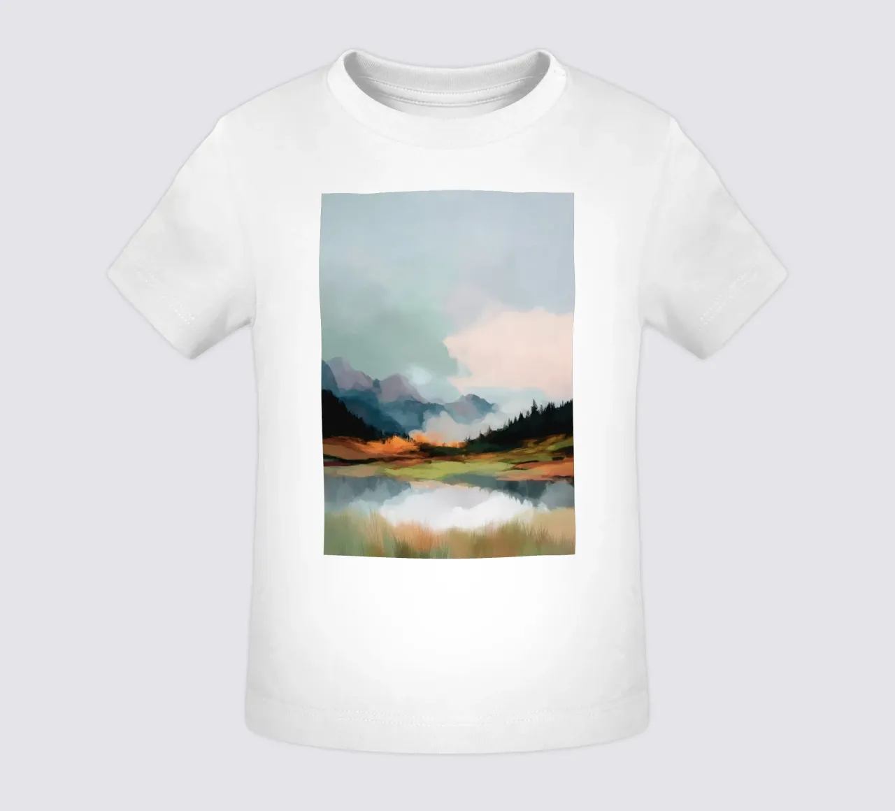 Alpine Painting - Tranquil Mountains and Soft Autumn Colors maglietta neonato da Dune