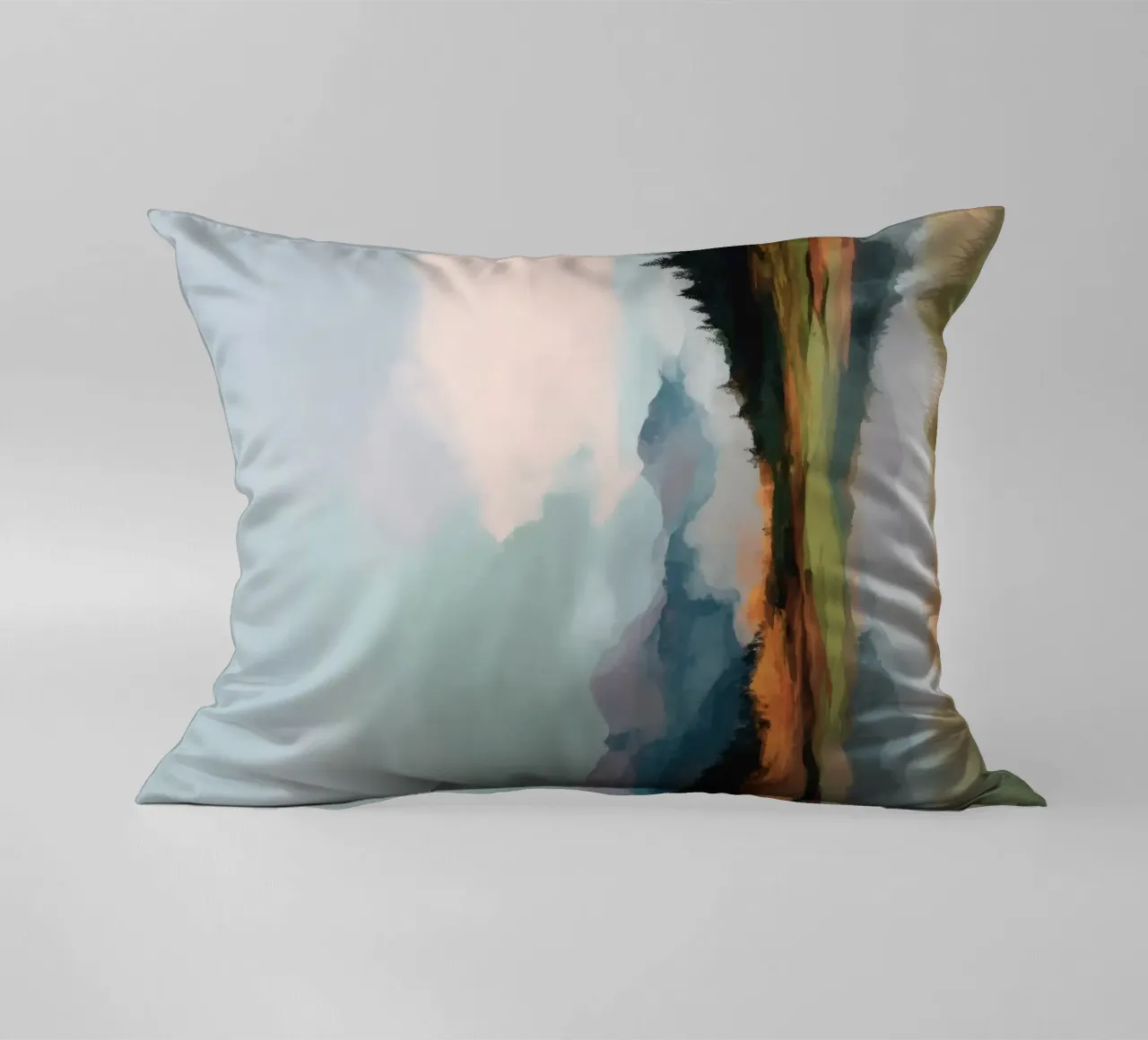 Alpine Painting - Tranquil Mountains and Soft Autumn Colors cuscino da Dune