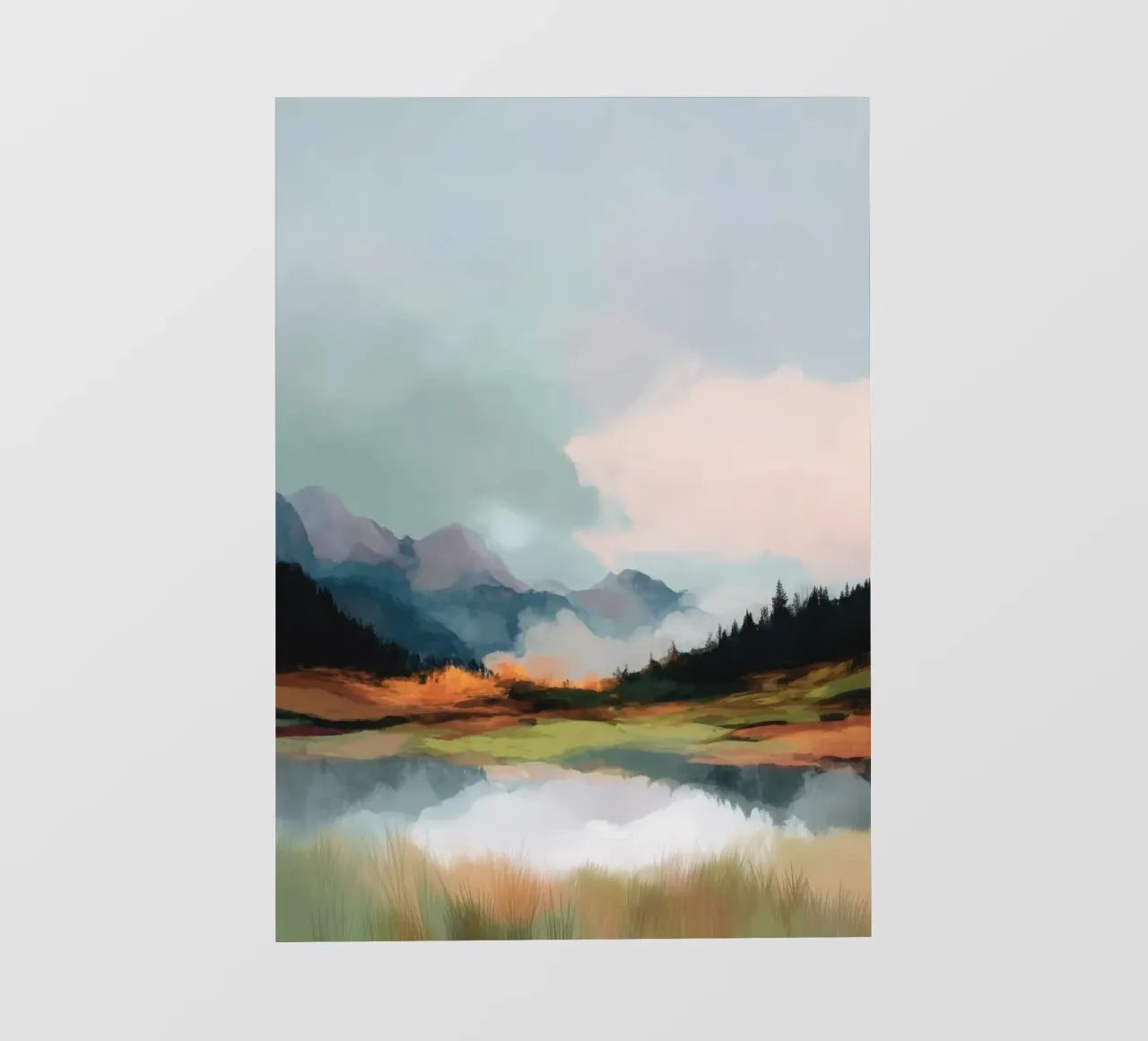 Alpine Painting - Tranquil Mountains and Soft Autumn Colors telo in pvc da Dune