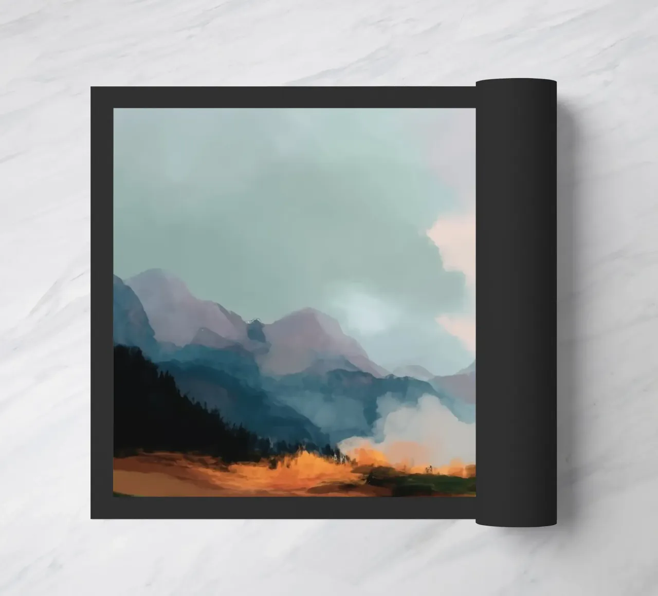 Alpine Painting - Tranquil Mountains and Soft Autumn Colors zerbino da Dune
