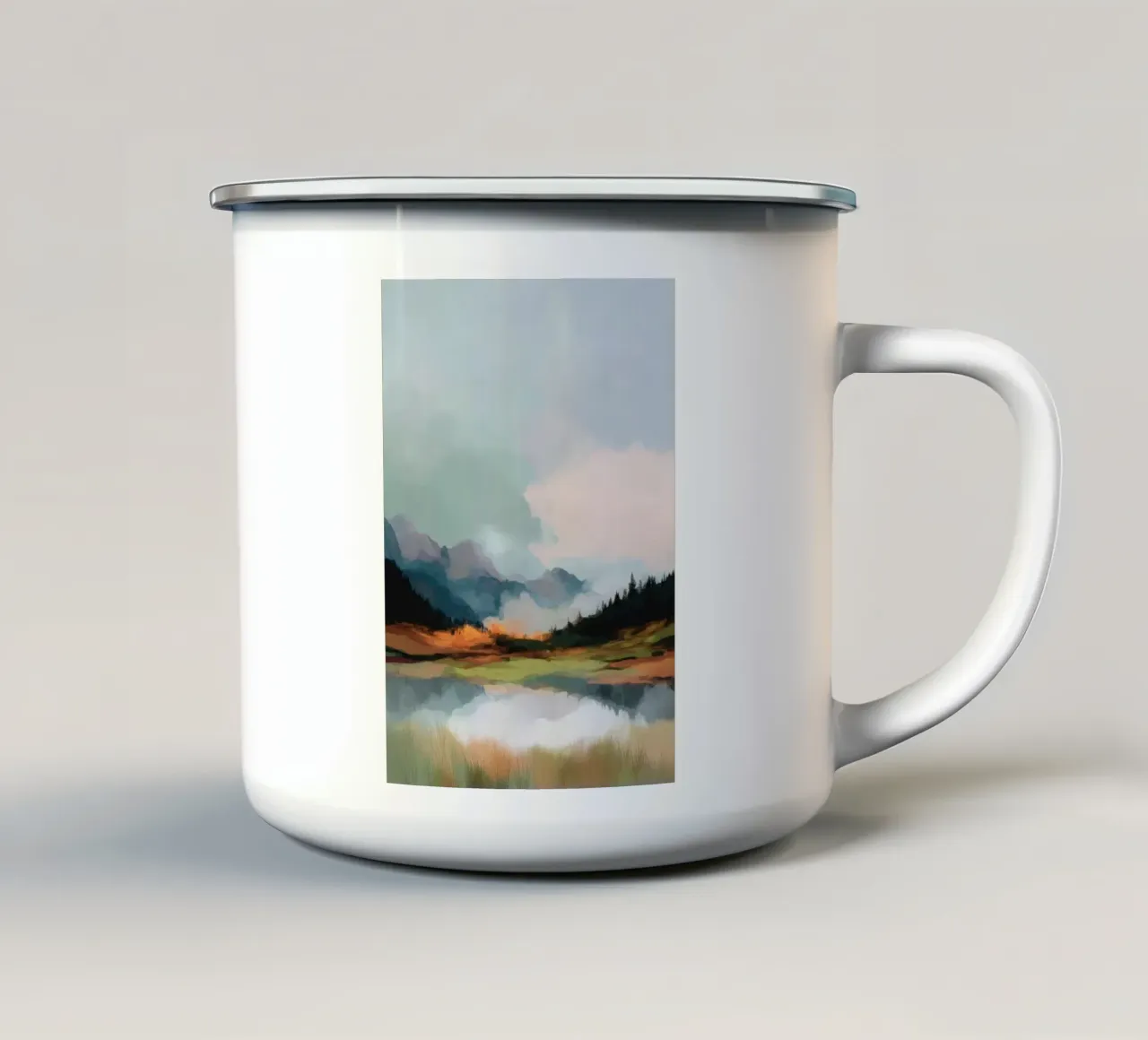 Alpine Painting - Tranquil Mountains and Soft Autumn Colors tazza in smalto da Dune
