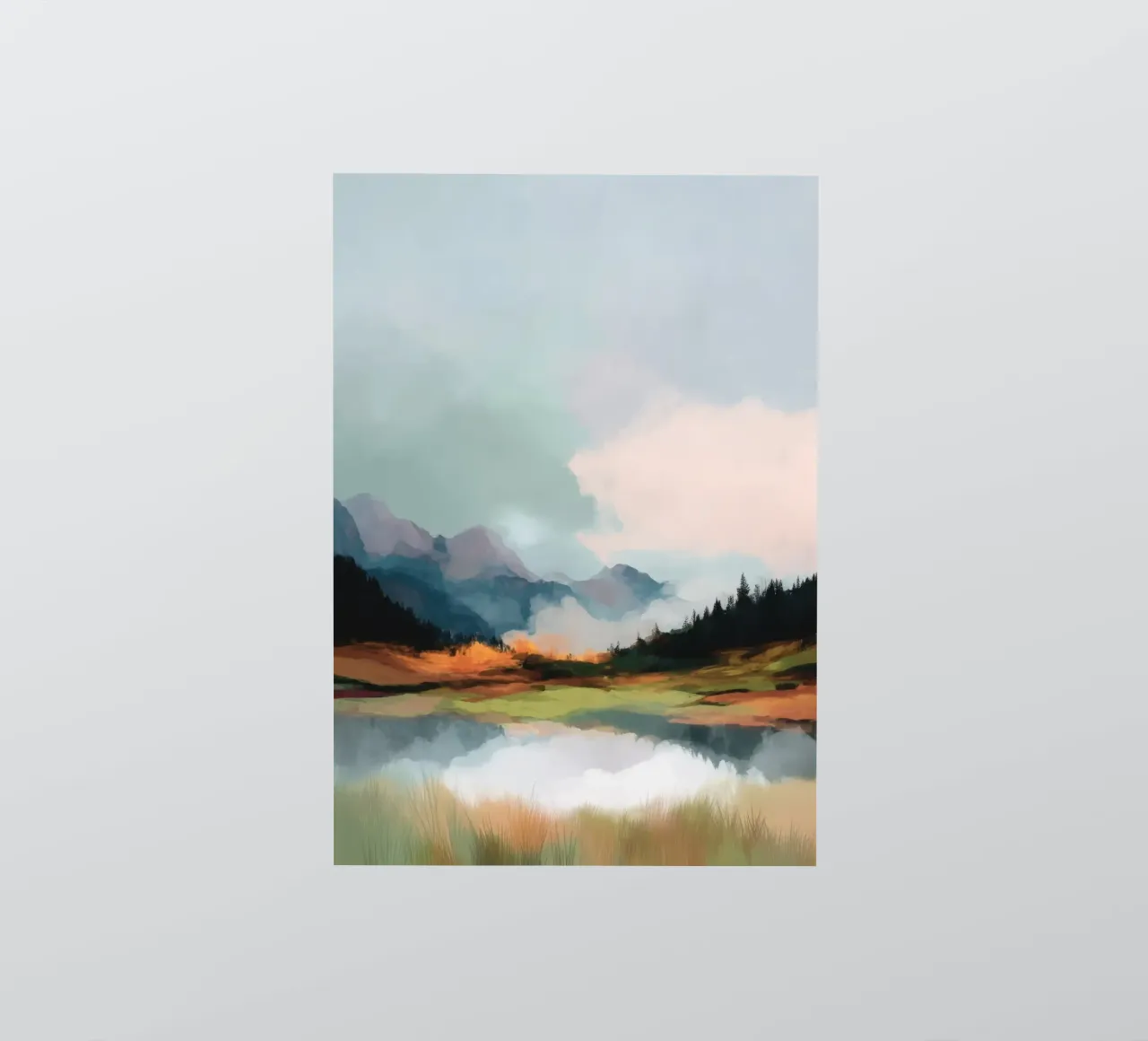 Alpine Painting - Tranquil Mountains and Soft Autumn Colors adesivo da Dune