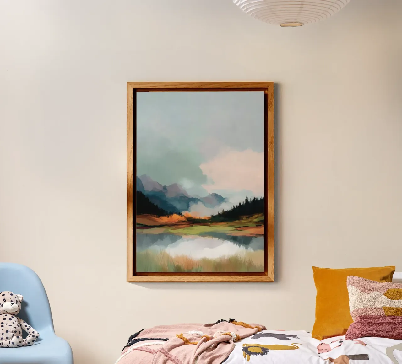 Alpine Painting - Tranquil Mountains and Soft Autumn Colors alluminio dibond da Dune