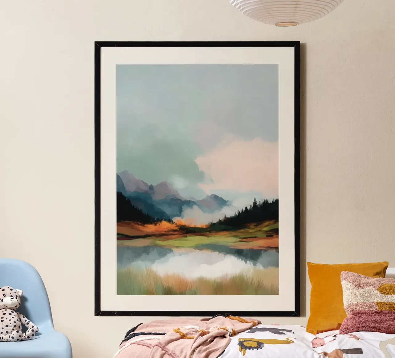 Alpine Painting - Tranquil Mountains and Soft Autumn Colors poster da Dune