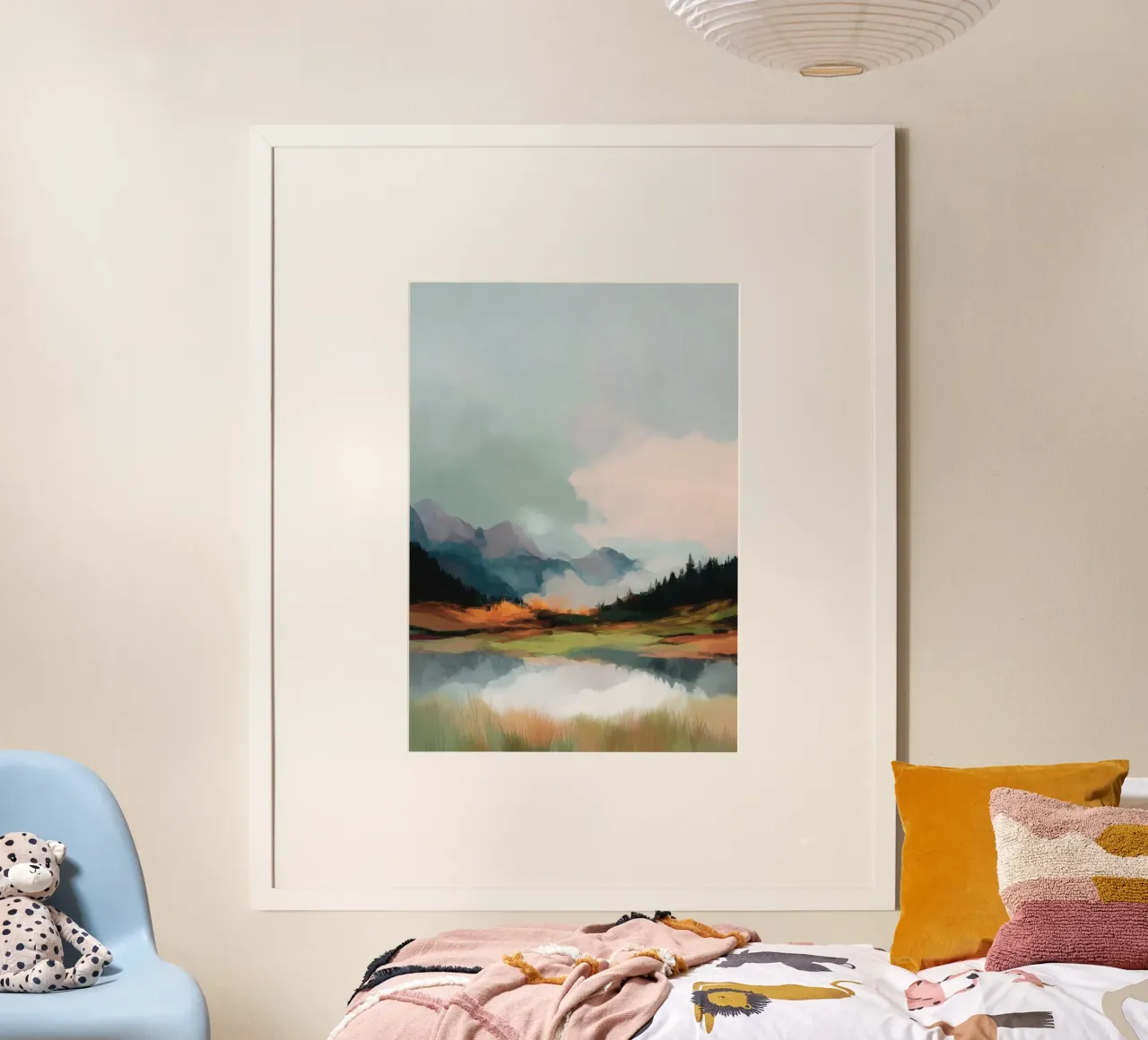 Alpine Painting - Tranquil Mountains and Soft Autumn Colors poster da Dune