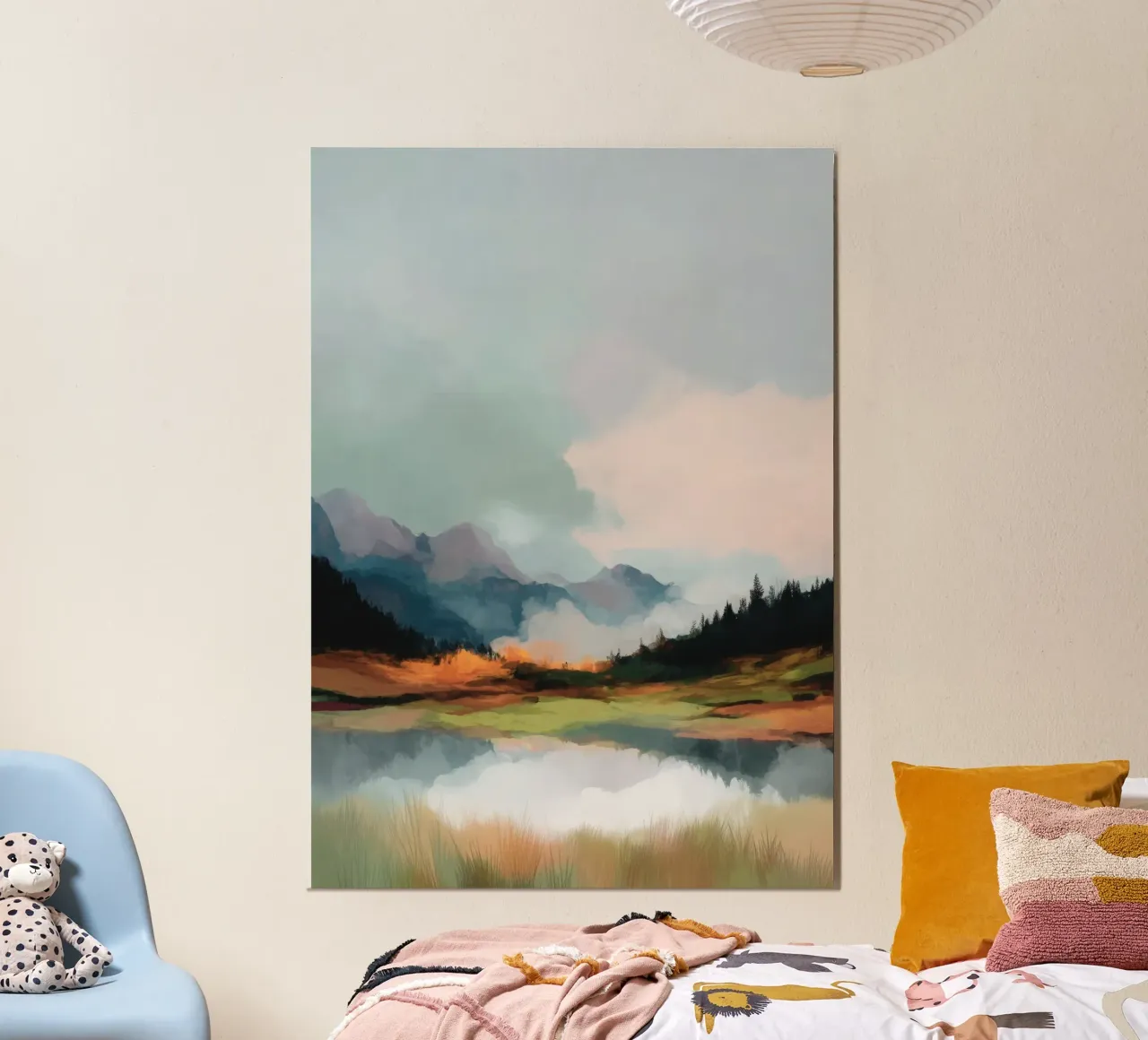 Alpine Painting - Tranquil Mountains and Soft Autumn Colors poster da Dune