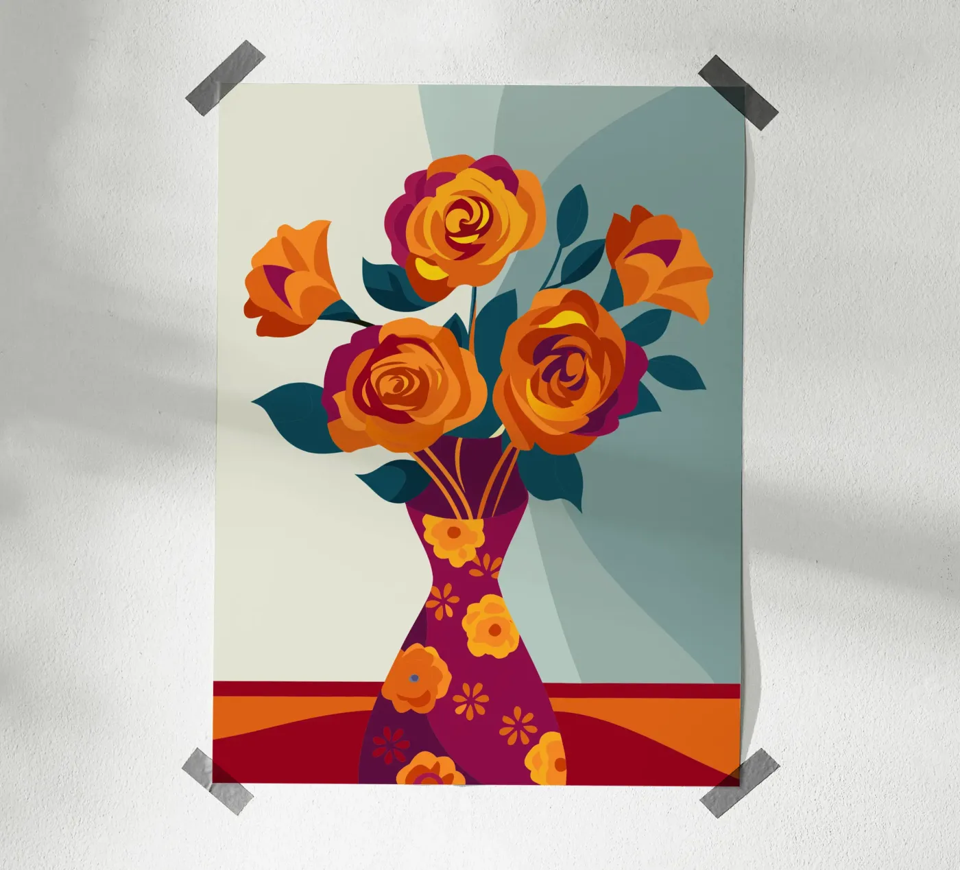 Rozenvaas poster van HAPPY SHOP