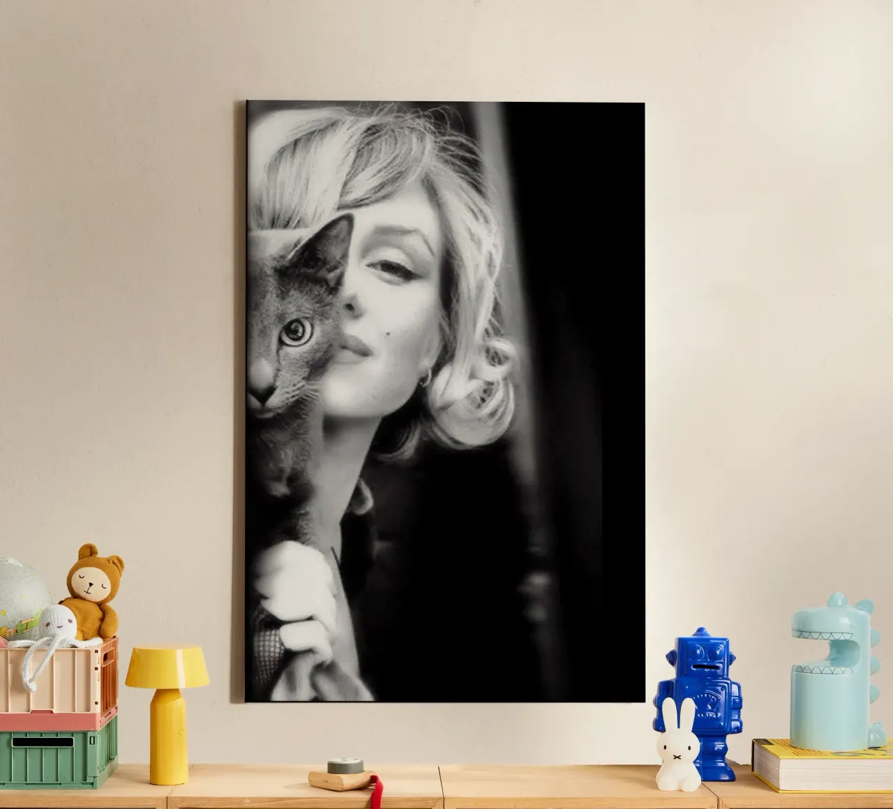 Marilyn con gatto tela da glover studio