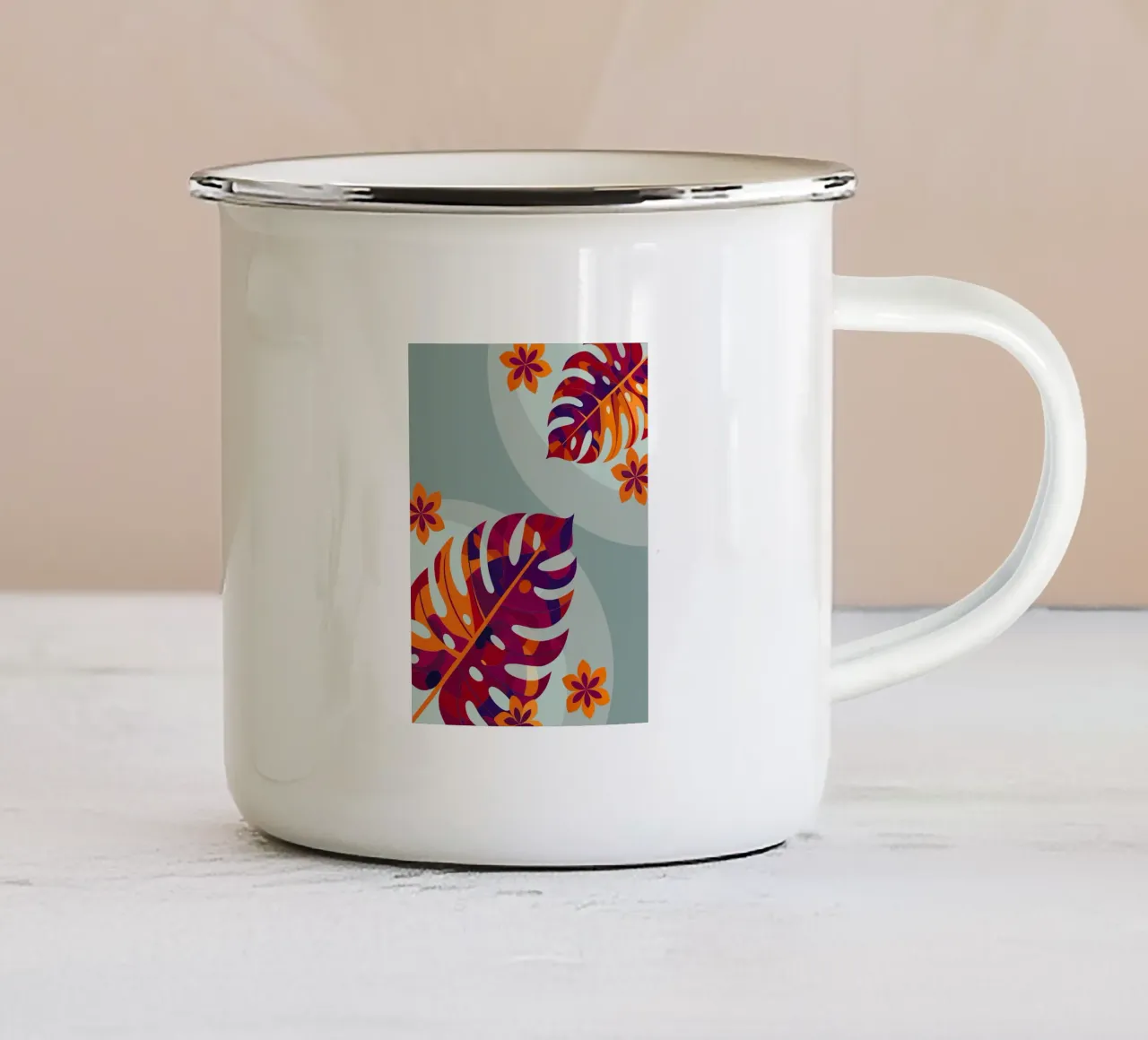 Dettagli del fiore di Monstera tazza in smalto da HAPPY SHOP