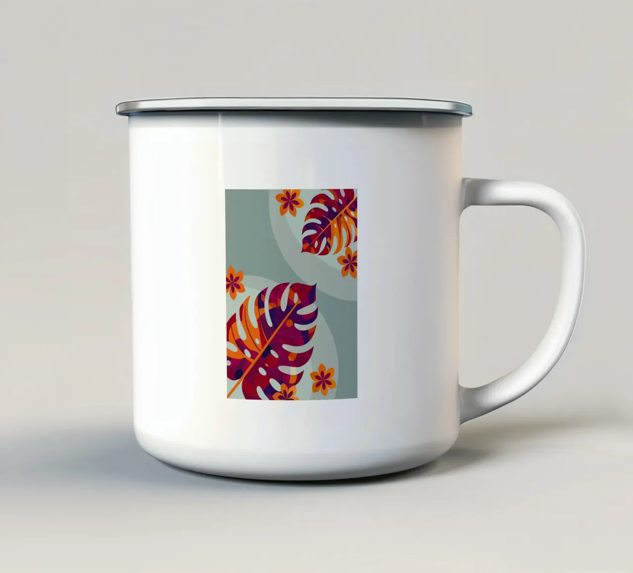 Dettagli del fiore di Monstera tazza in smalto da HAPPY SHOP