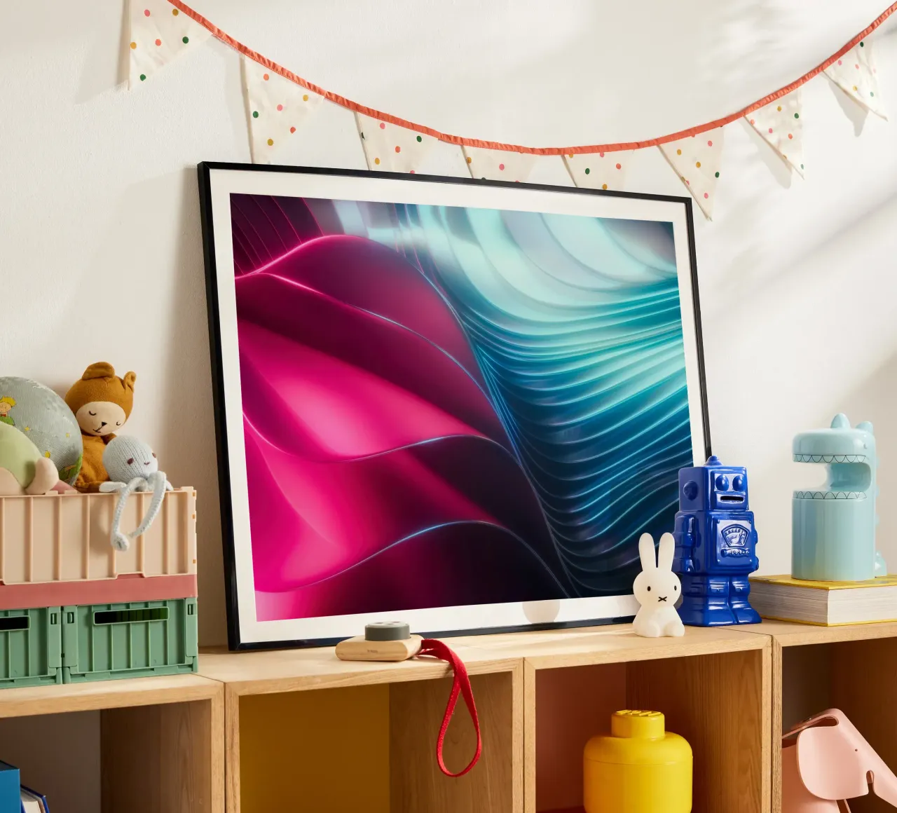 Abstract wallpaper poster met houten frame van Musadad Shop