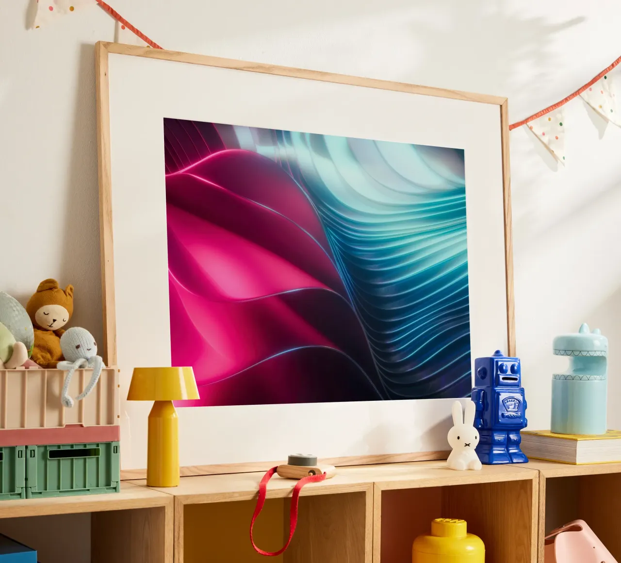Abstract wallpaper poster met houten frame van Musadad Shop