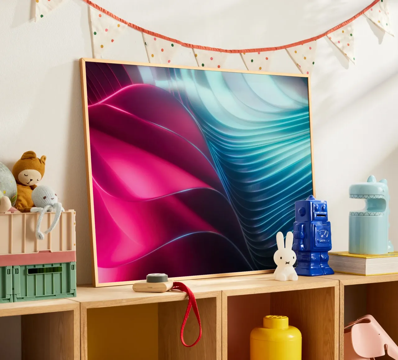 Abstract wallpaper poster met houten frame van Musadad Shop