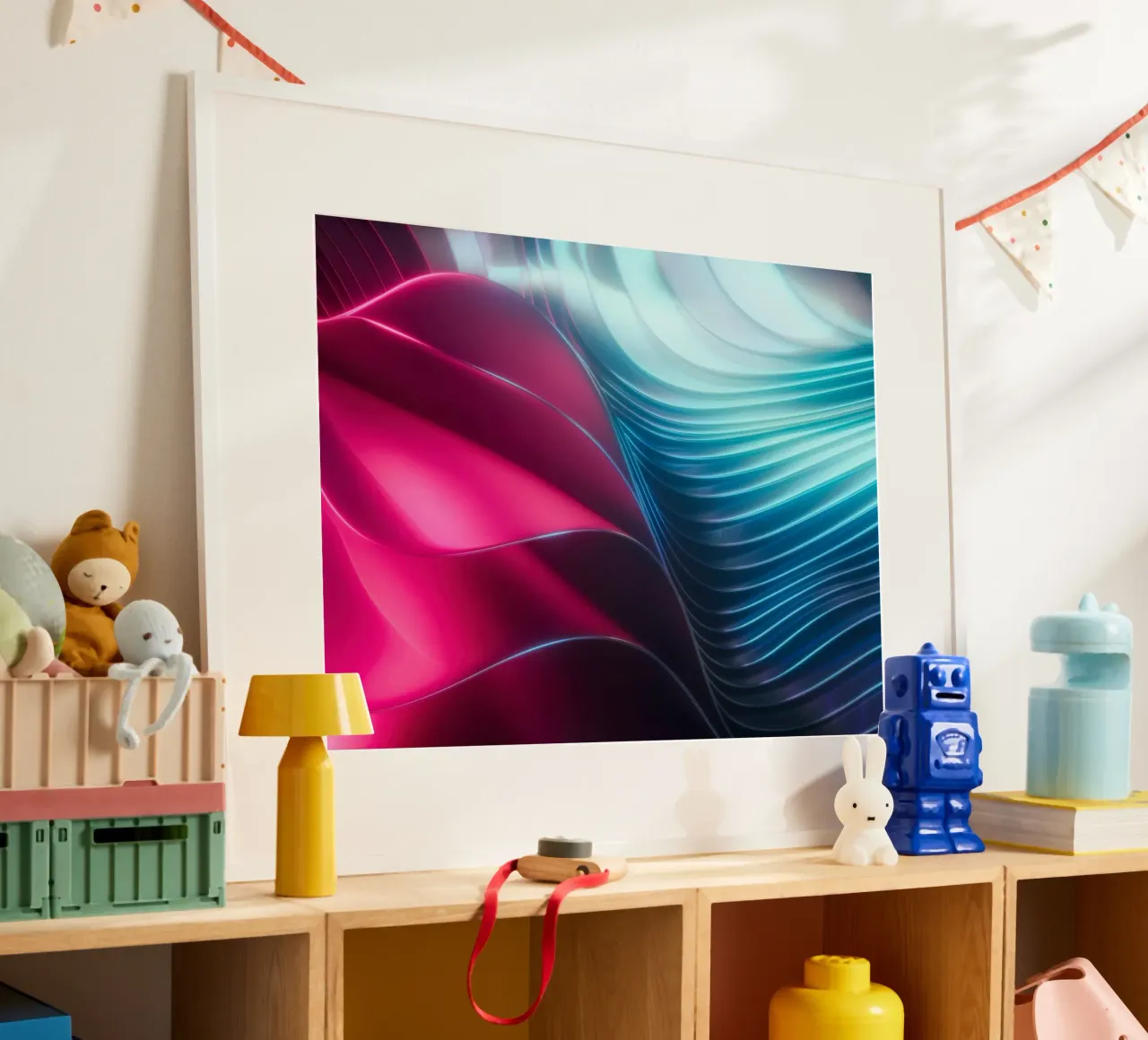 Abstract wallpaper poster met houten frame van Musadad Shop