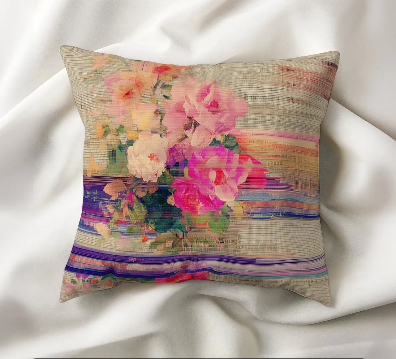 Splendore botanico a righe cuscino da Carinaprint