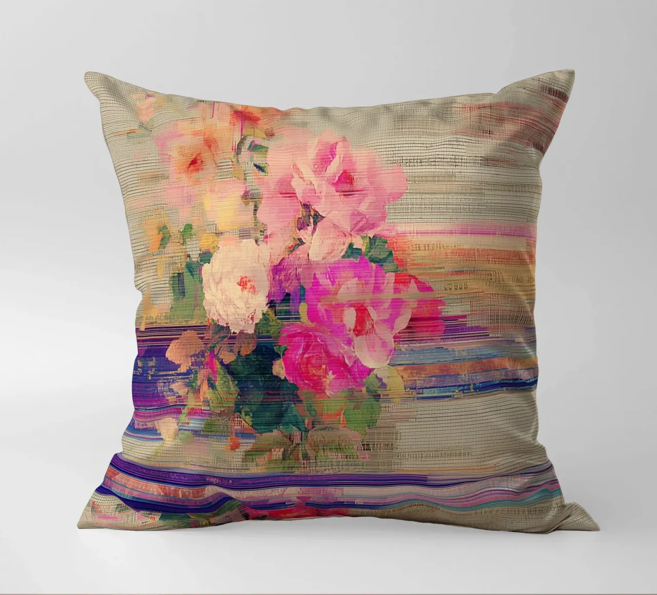 Splendore botanico a righe cuscino da Carinaprint