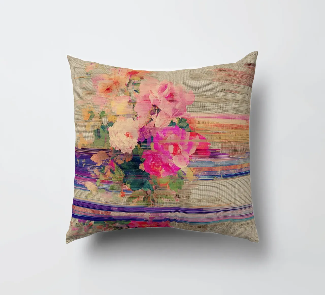 Splendore botanico a righe cuscino da Carinaprint