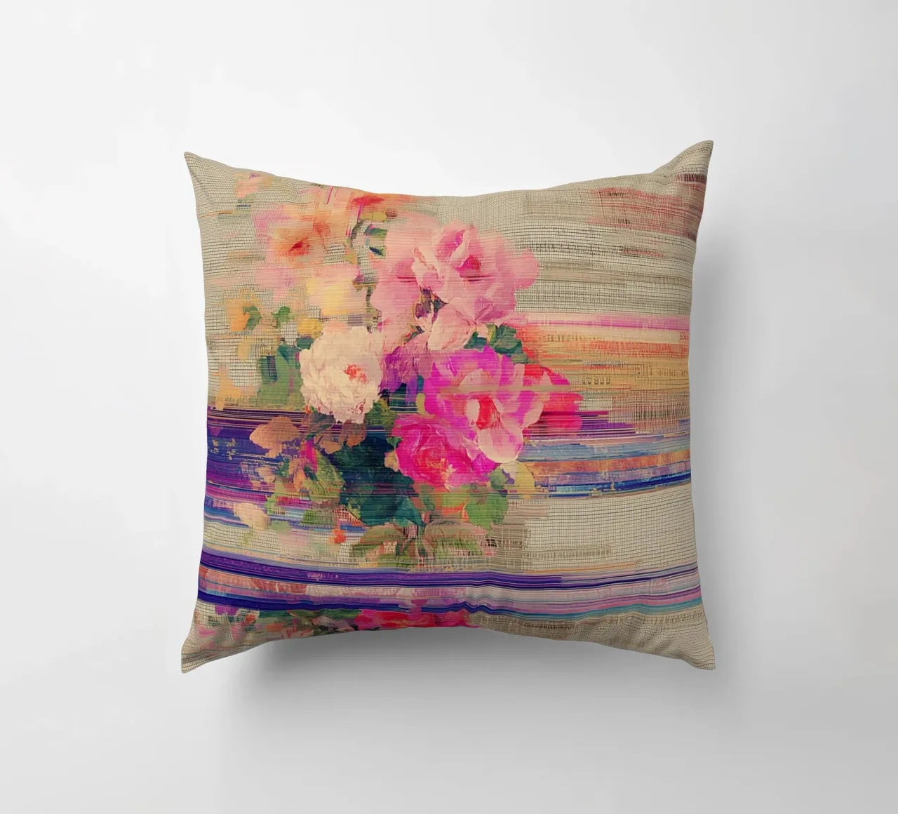 Splendore botanico a righe cuscino da Carinaprint