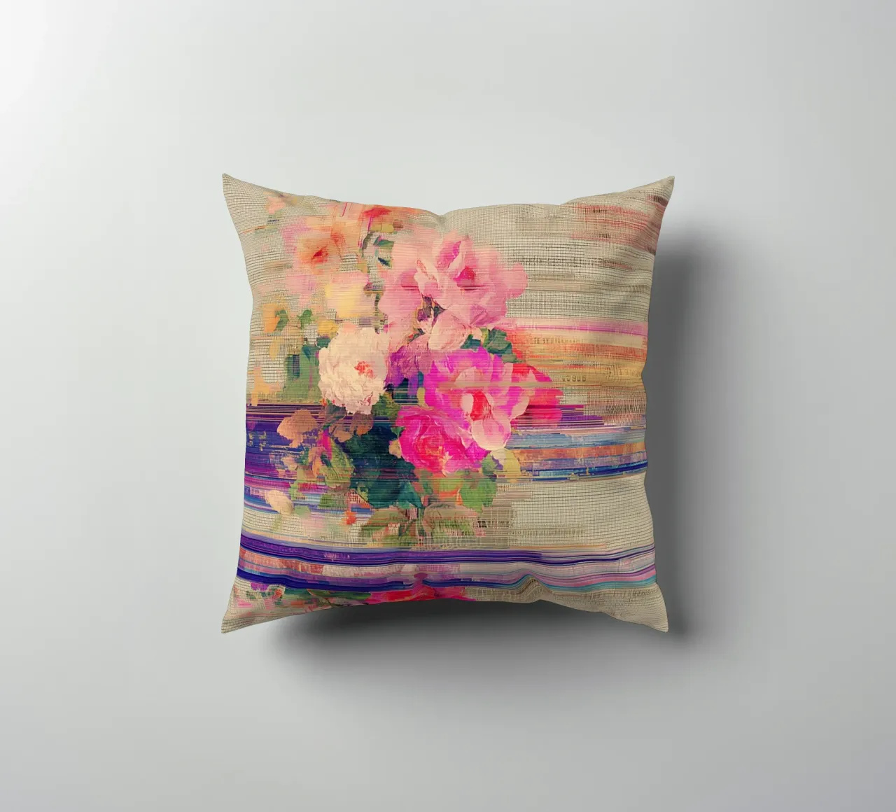 Splendore botanico a righe cuscino da Carinaprint