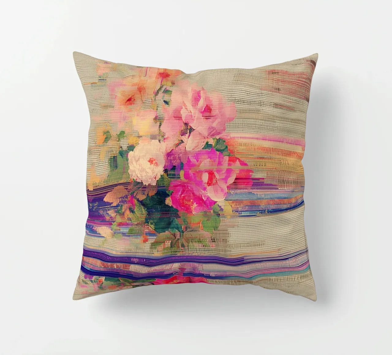 Splendore botanico a righe cuscino da Carinaprint